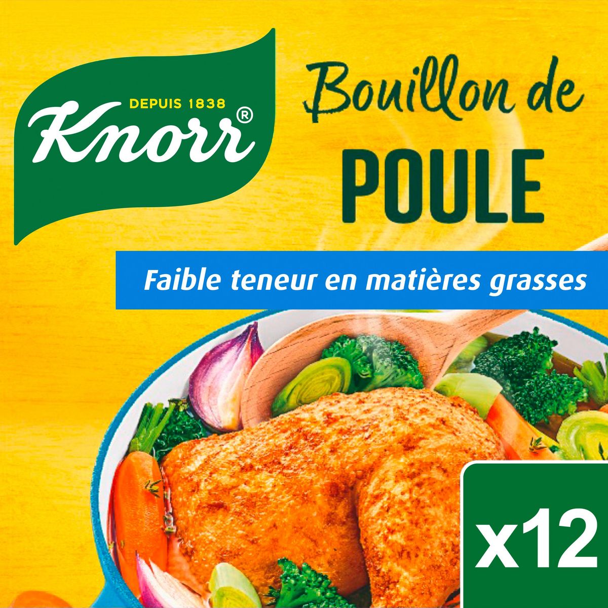 KNORR Bouillon de poule faible matières grasses en cube 12 cubes 120g