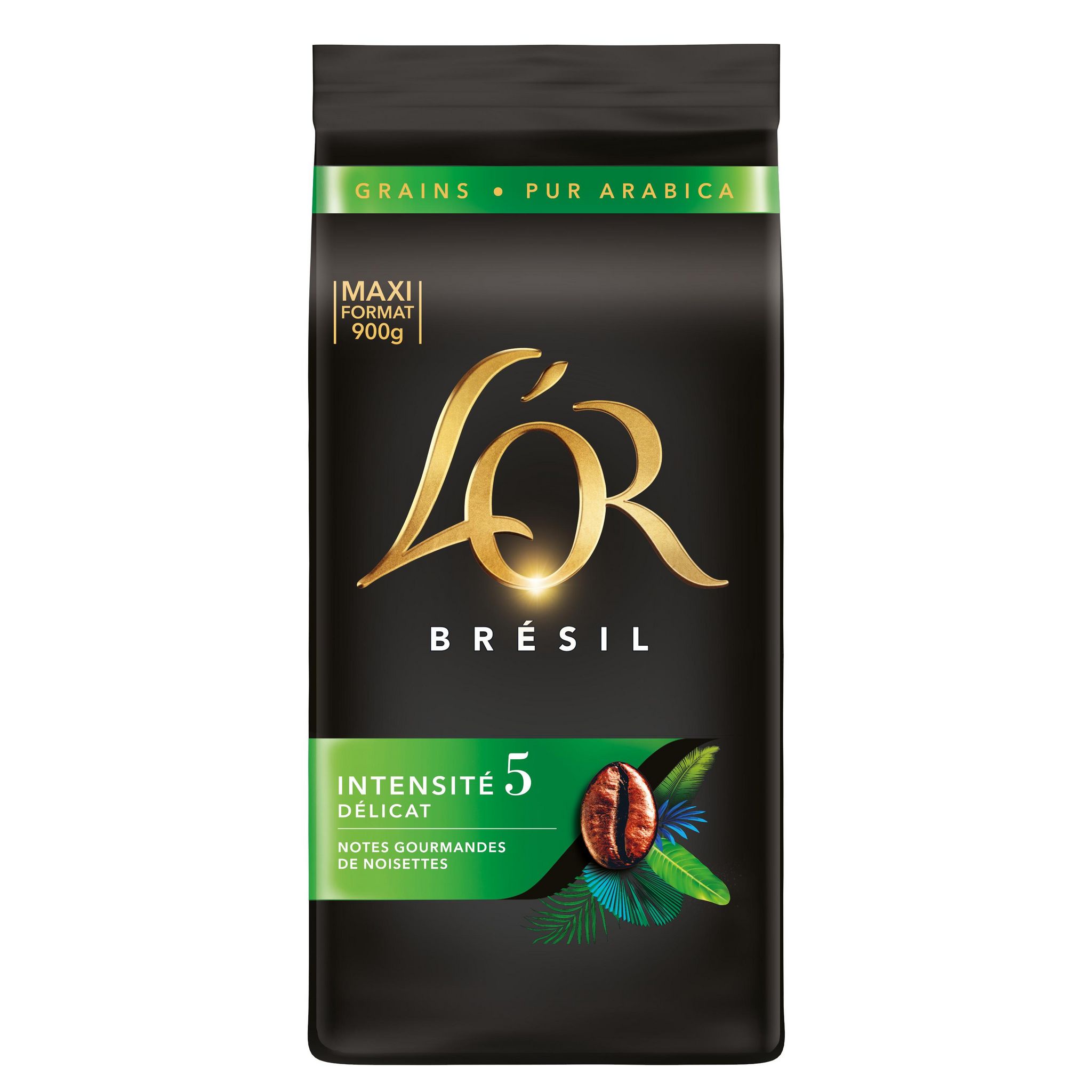 Voir la diapositive 2 : L'OR Café en grains Brésil aux notes de noisettes Intensité 5 900g