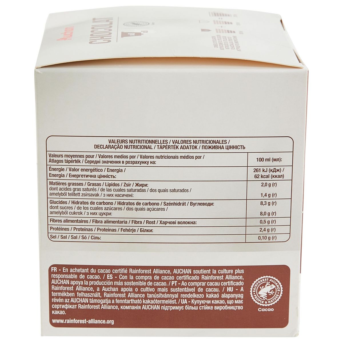 AUCHAN Capsules de chocolat et lait compatibles Dolce Gusto 8 capsules chocolat + 8 capsules lait 236.8g