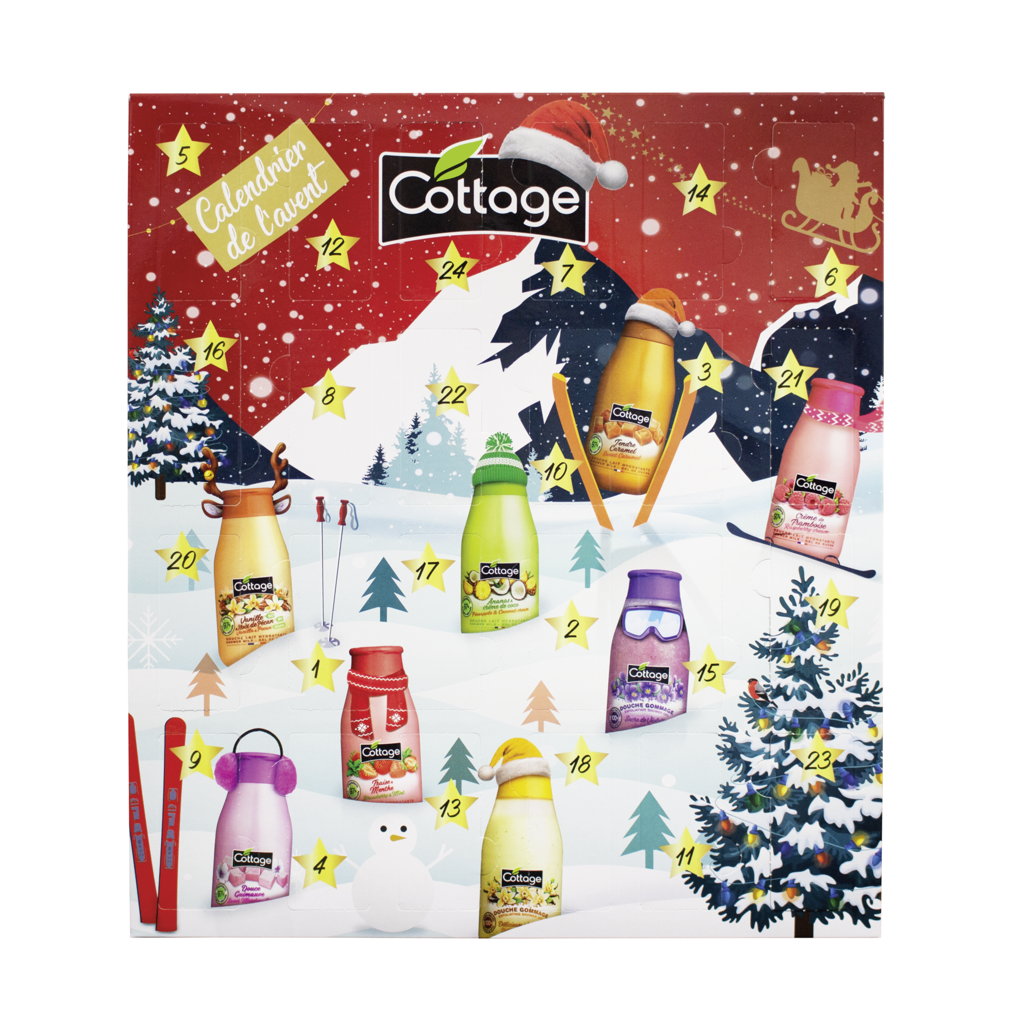 COTTAGE Calendrier de l'avent assortiment de produits douches, shampooings & laits corps 1 calendrier