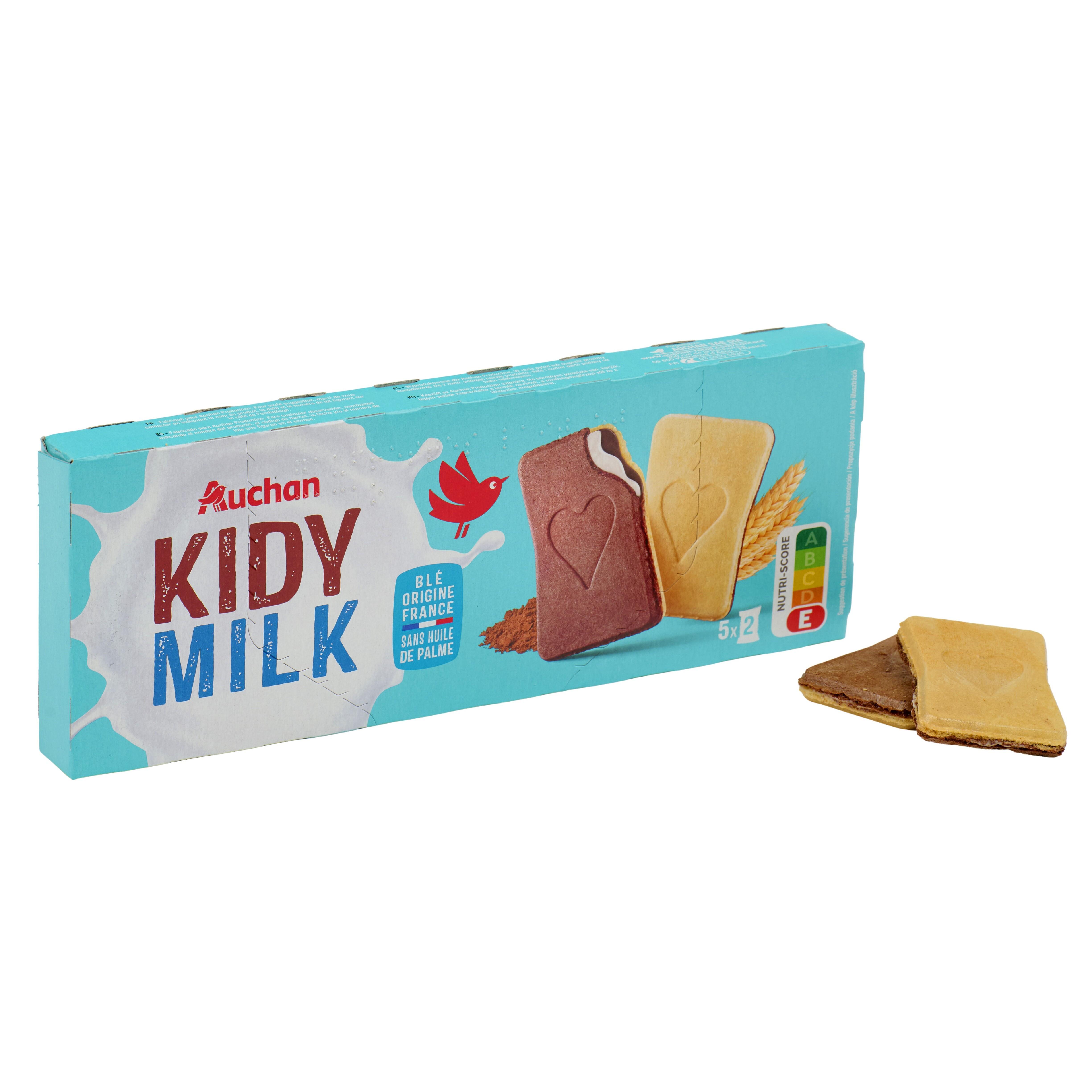 Voir la diapositive 2 : AUCHAN Kidy Milk en sachet fraicheur 5x2 biscuits 128g