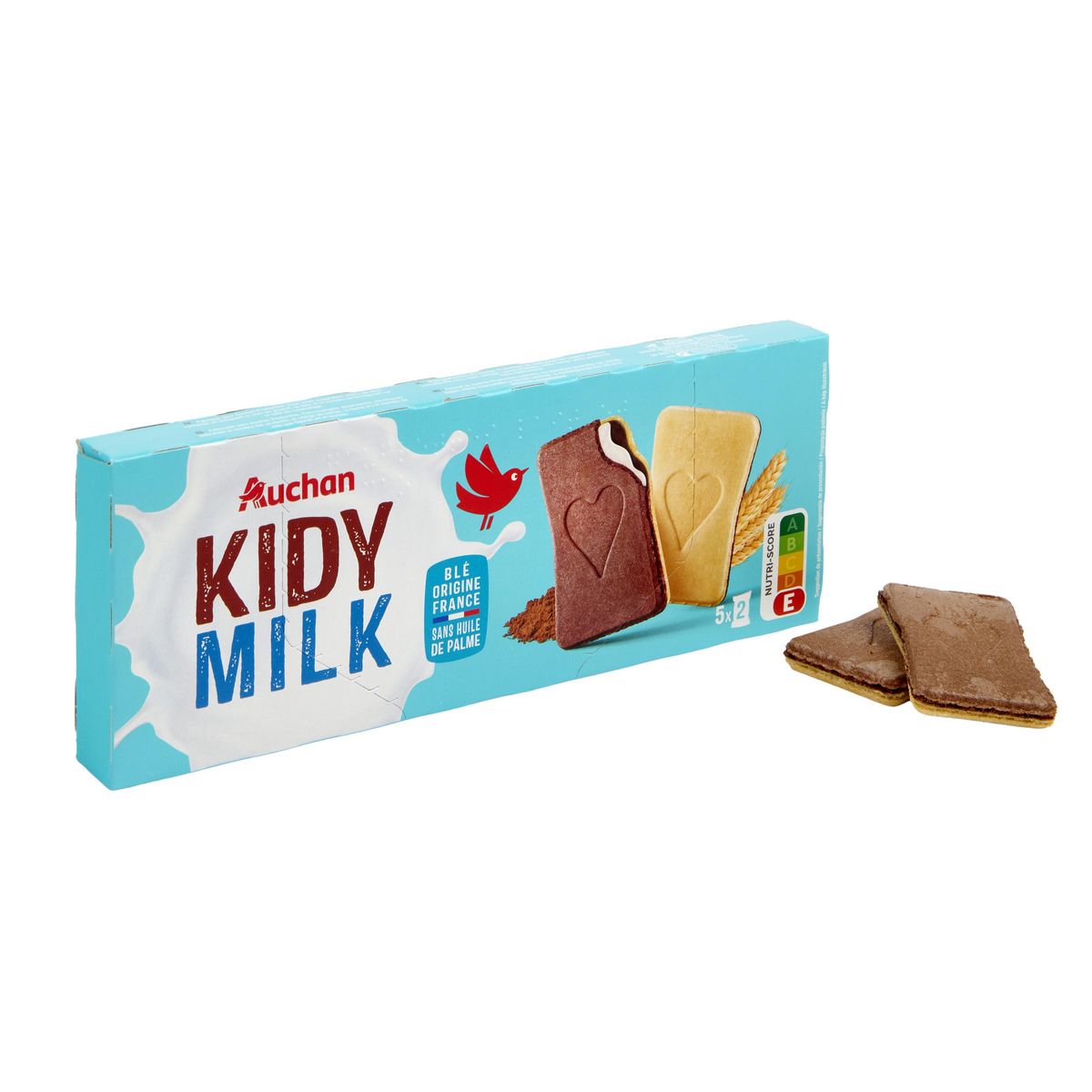 AUCHAN Kidy Milk en sachet fraicheur 5x2 biscuits 128g