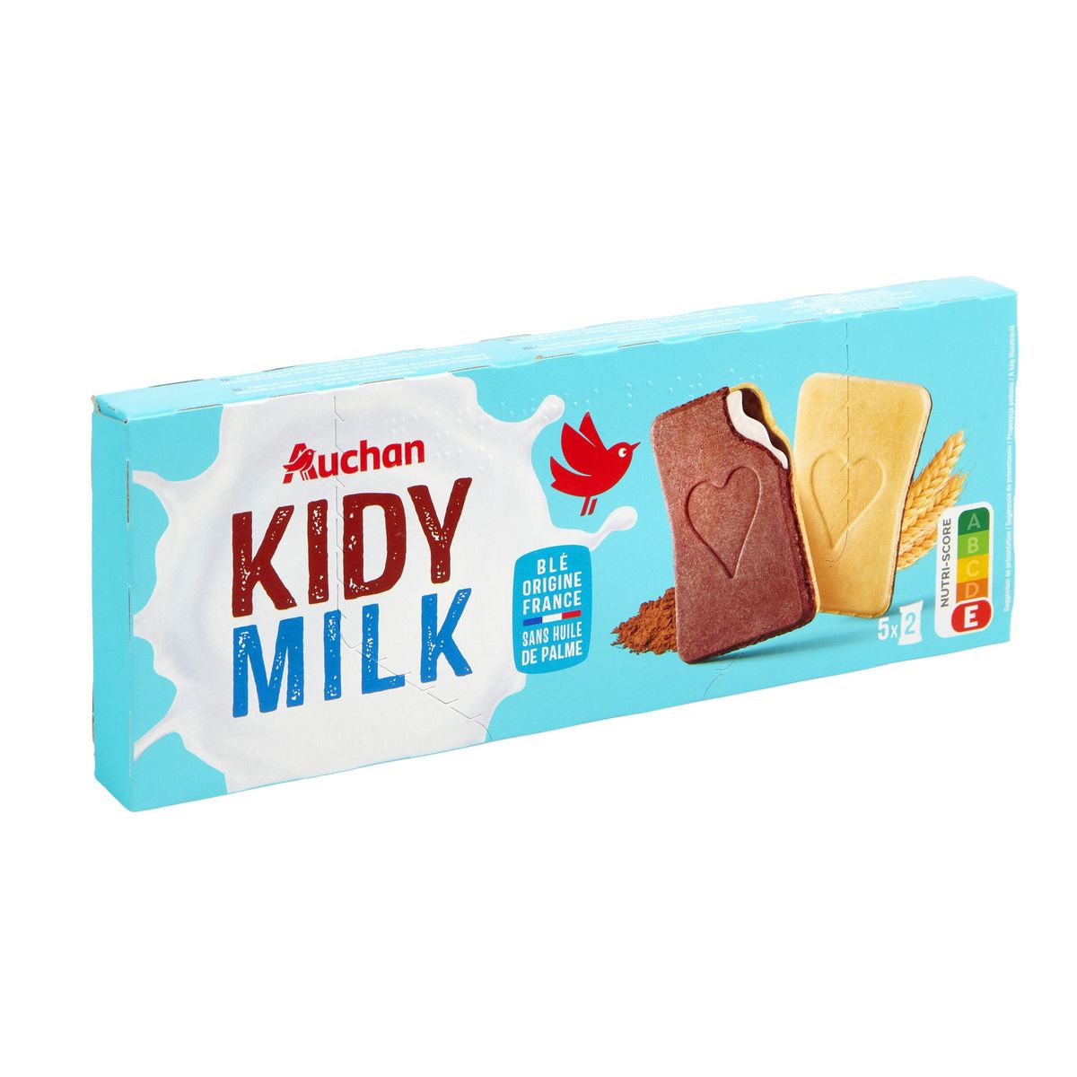 AUCHAN Kidy Milk en sachet fraicheur 5x2 biscuits 128g