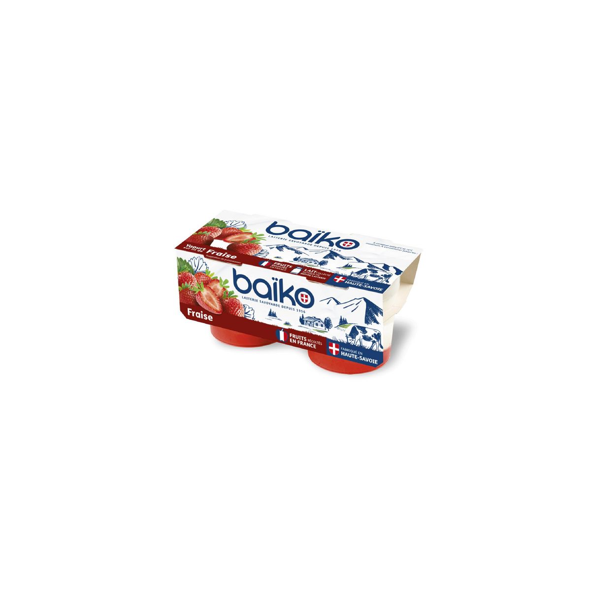 BAÏKO Yaourt sur lit de fraise 2x125g