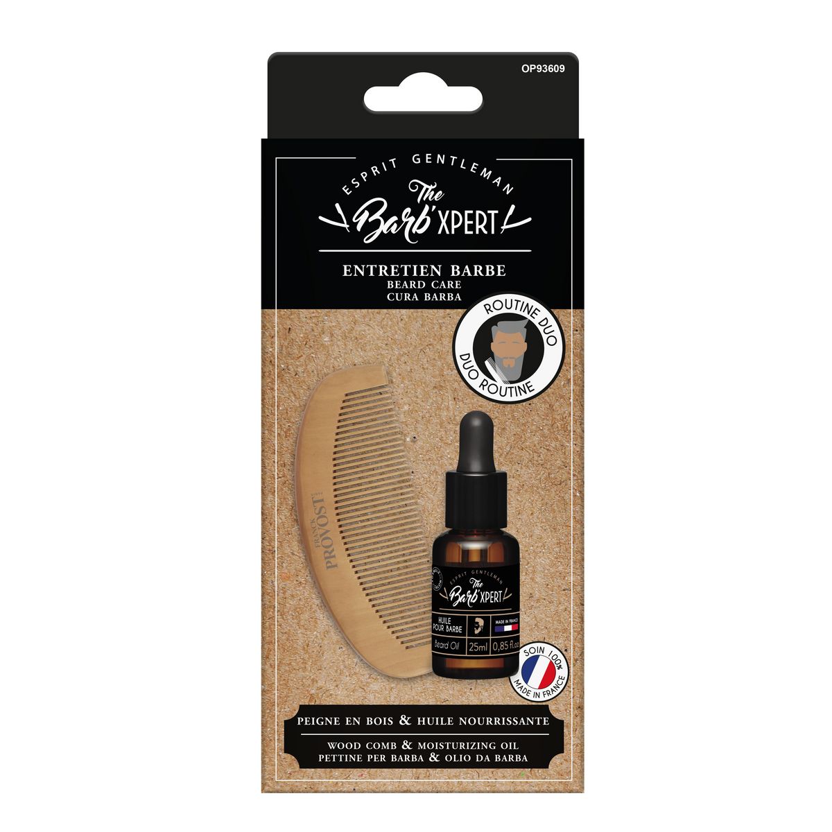 THE BARB'XPERT Duo huile et peigne barbe 1 peigne + 1 huile 25ml