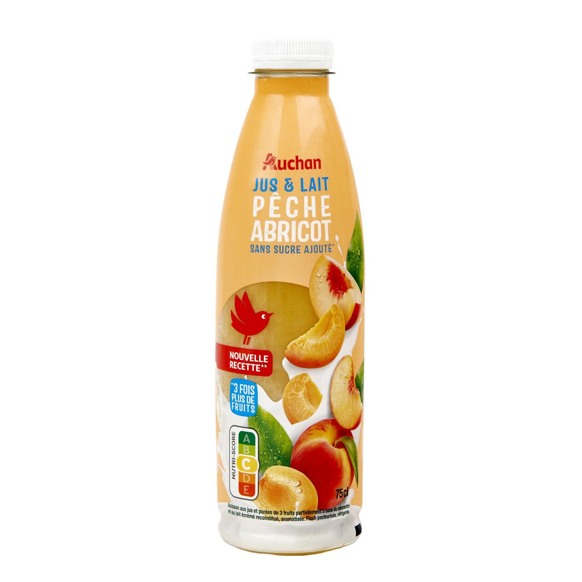 AUCHAN Jus lacté pêche abricot 75cl