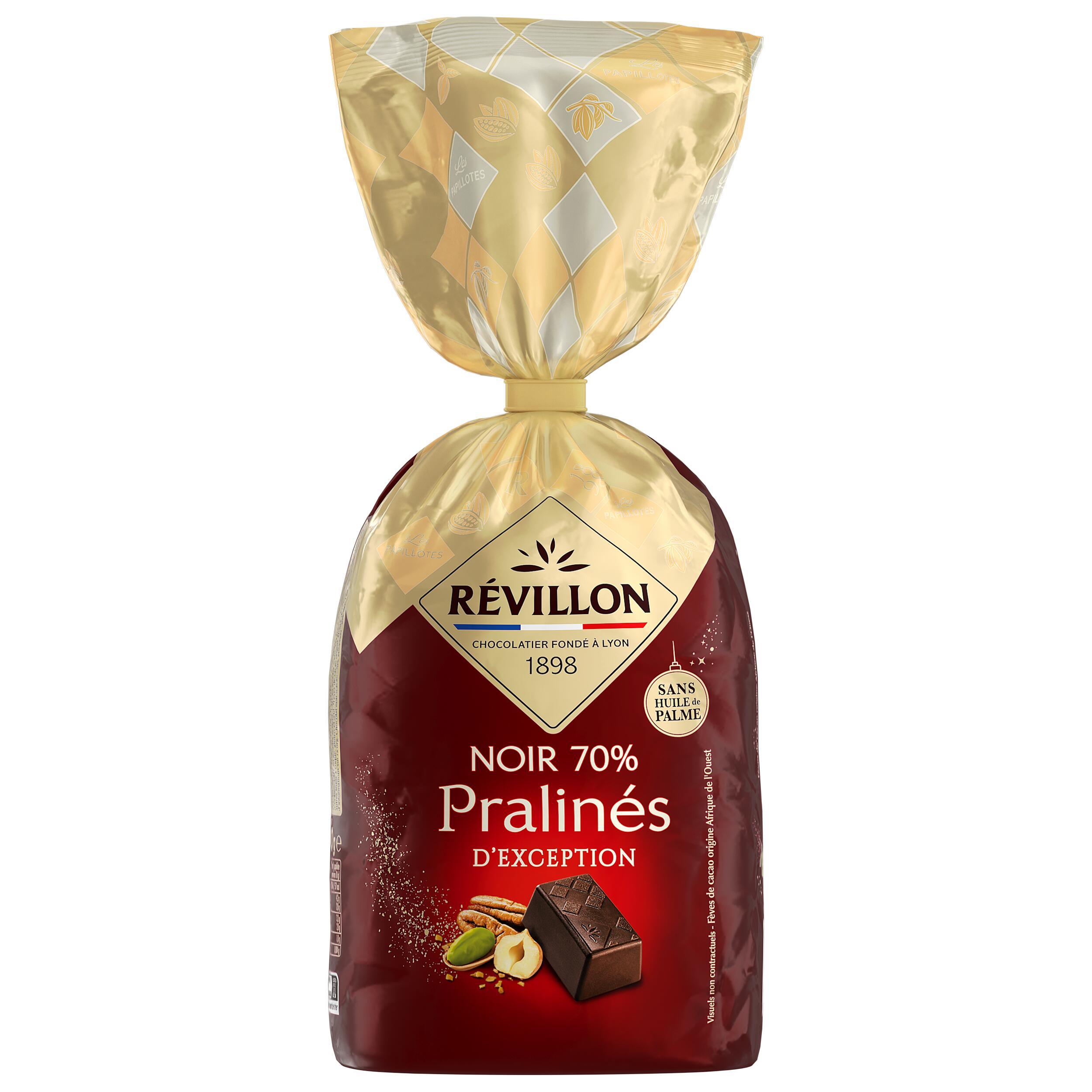 REVILLON CHOCOLATIER Assortiment de bonbons pralinés au chocolat noir 70% 340g