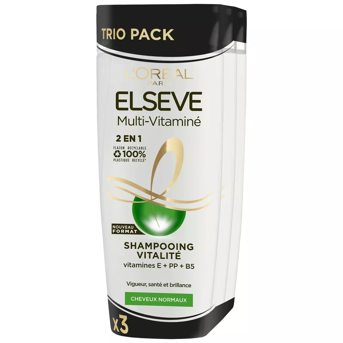 ELSEVE Shampooing multi vitaminé 2EN1 3x350ml