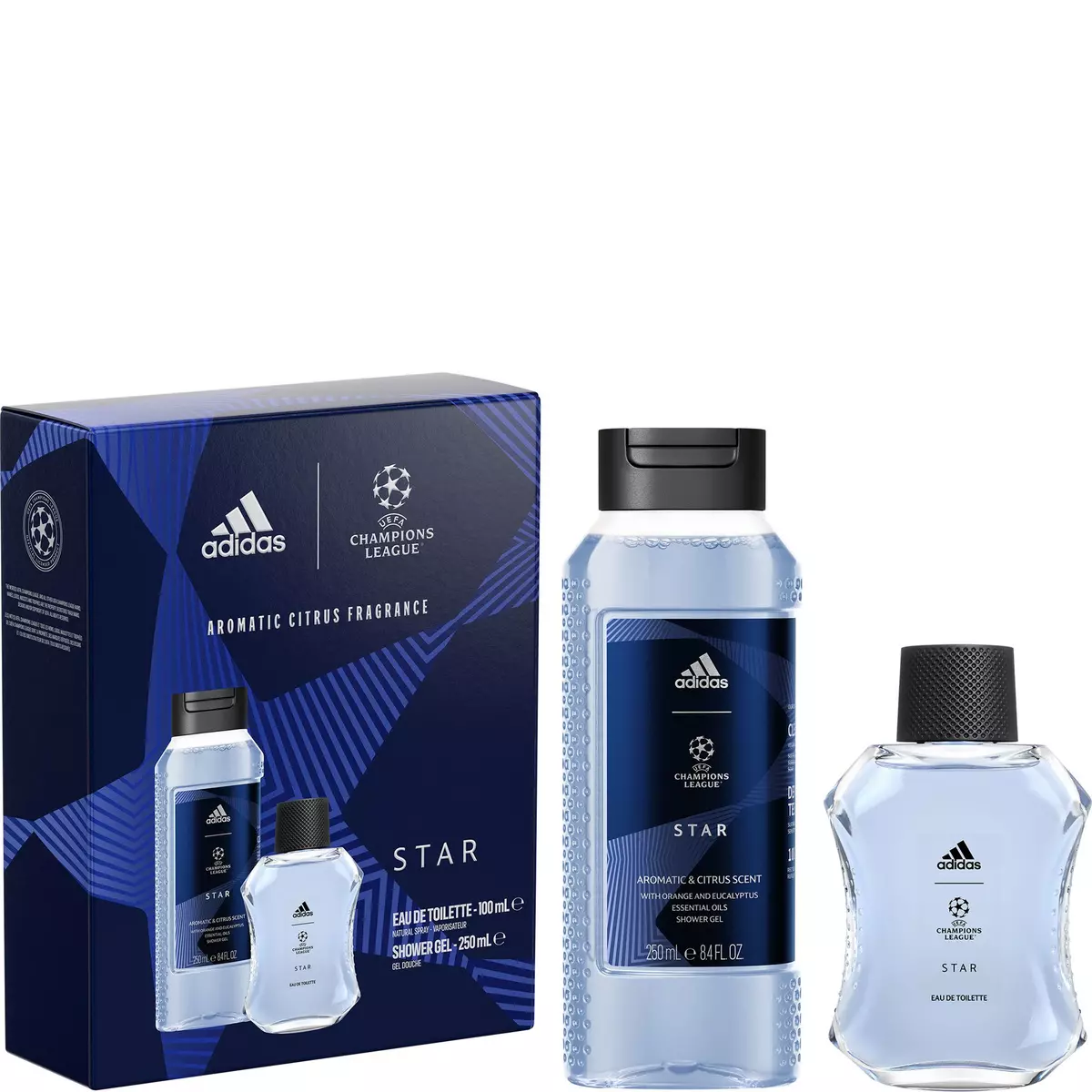ADIDAS Coffret Star UEFA 1 gel douche + 1 eau de toilette 250ml + 100ml