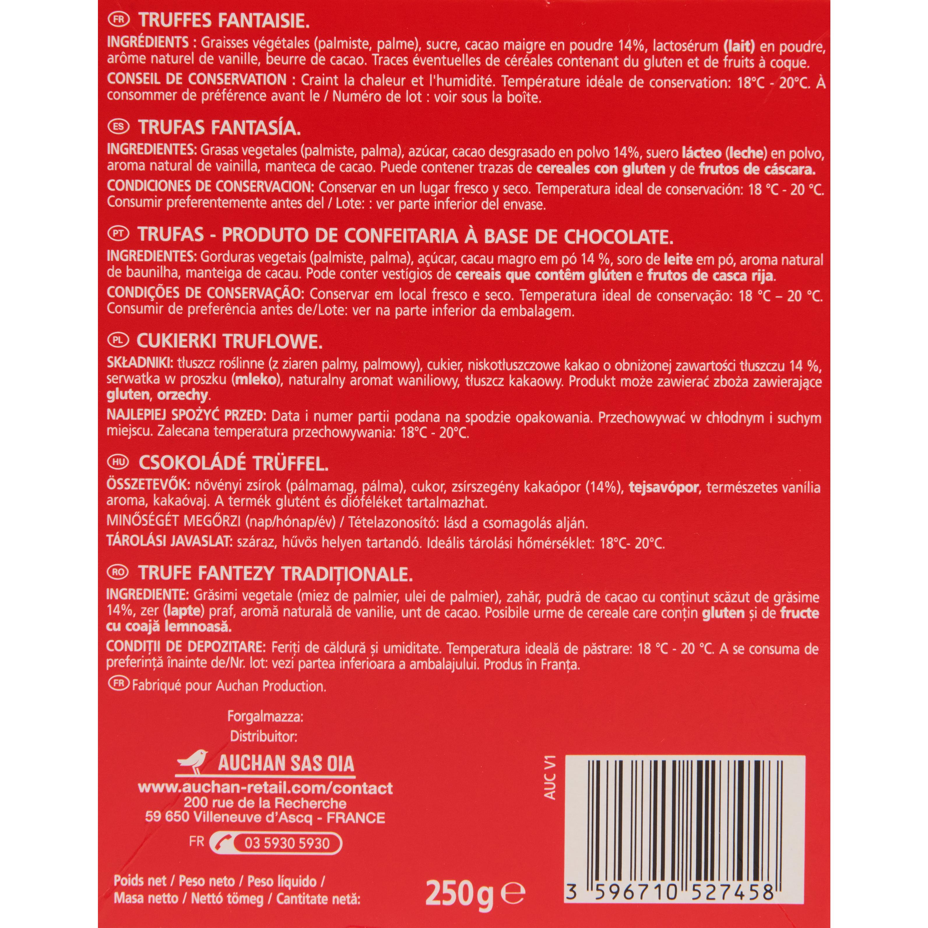 Voir la diapositive 2 : VENDOME Les Truffes nature au chocolat 250g
