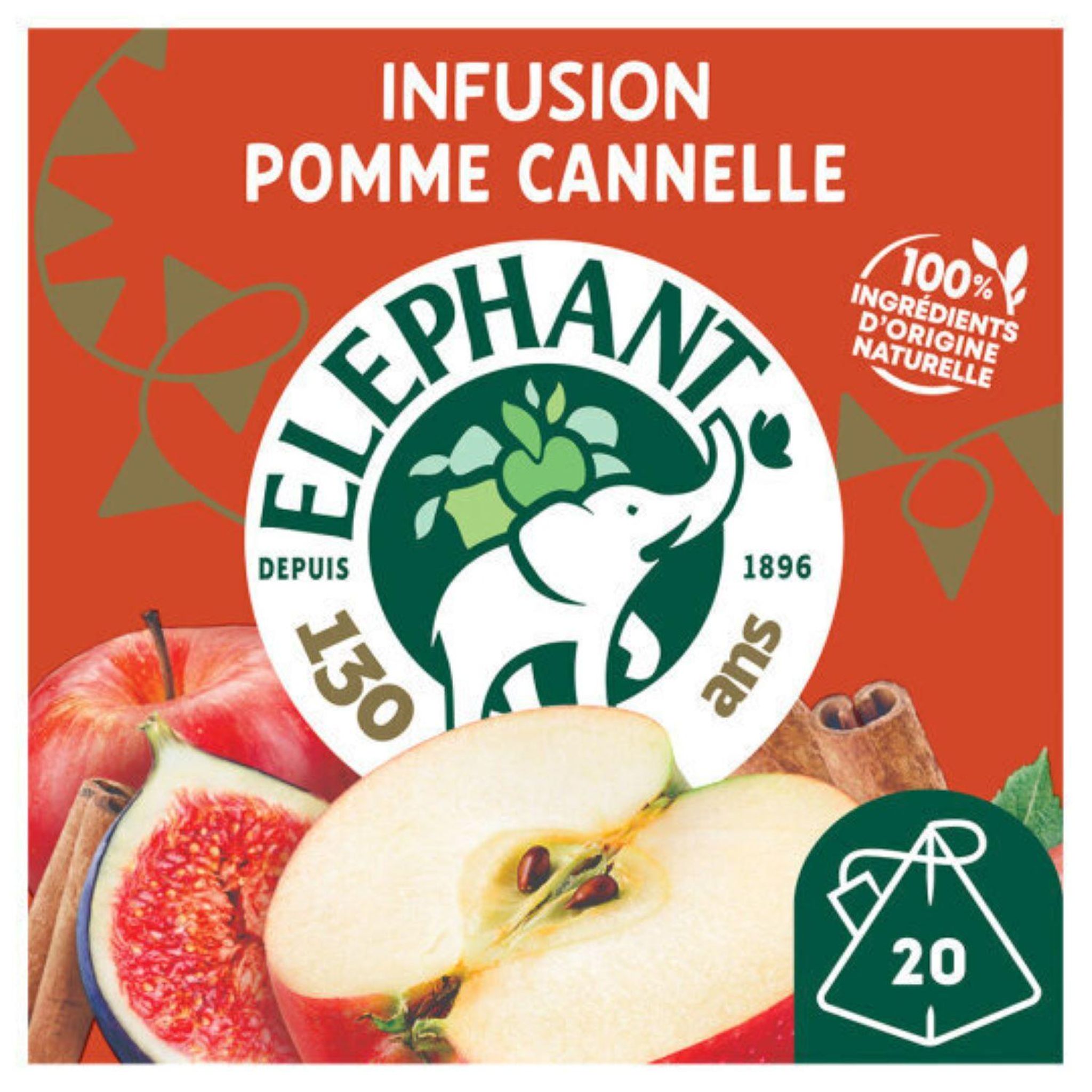 Voir la diapositive 2 : ELEPHANT Infusion pomme cannelle touche de figue 20 sachets 36g