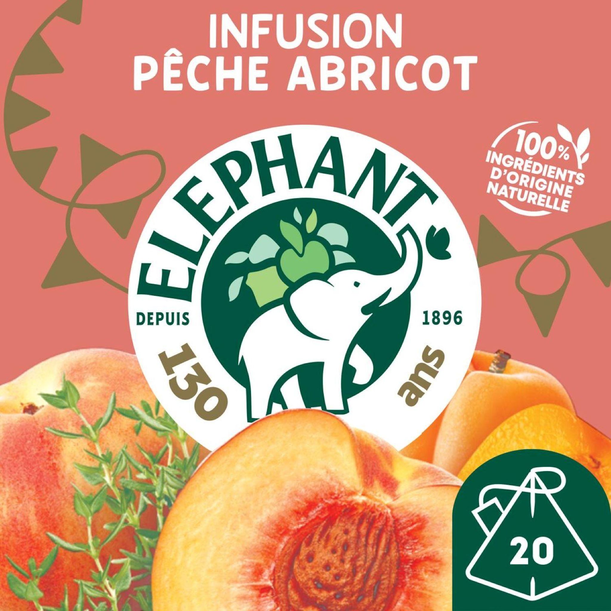 Voir la diapositive 2 : ELEPHANT Infusion pêche abricot 20 sachets 38g