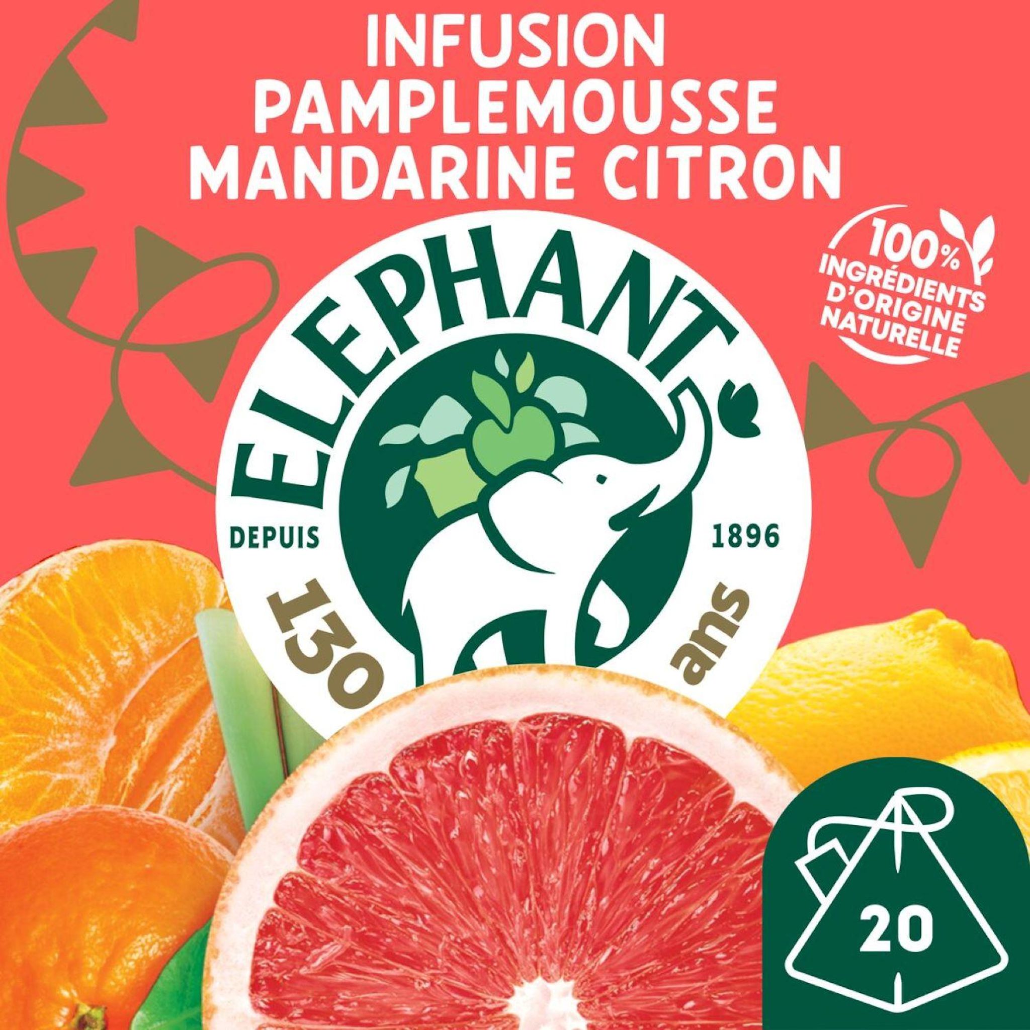 Voir la diapositive 2 : ELEPHANT Infusion pamplemousse mandarine citron 20 sachets 38g