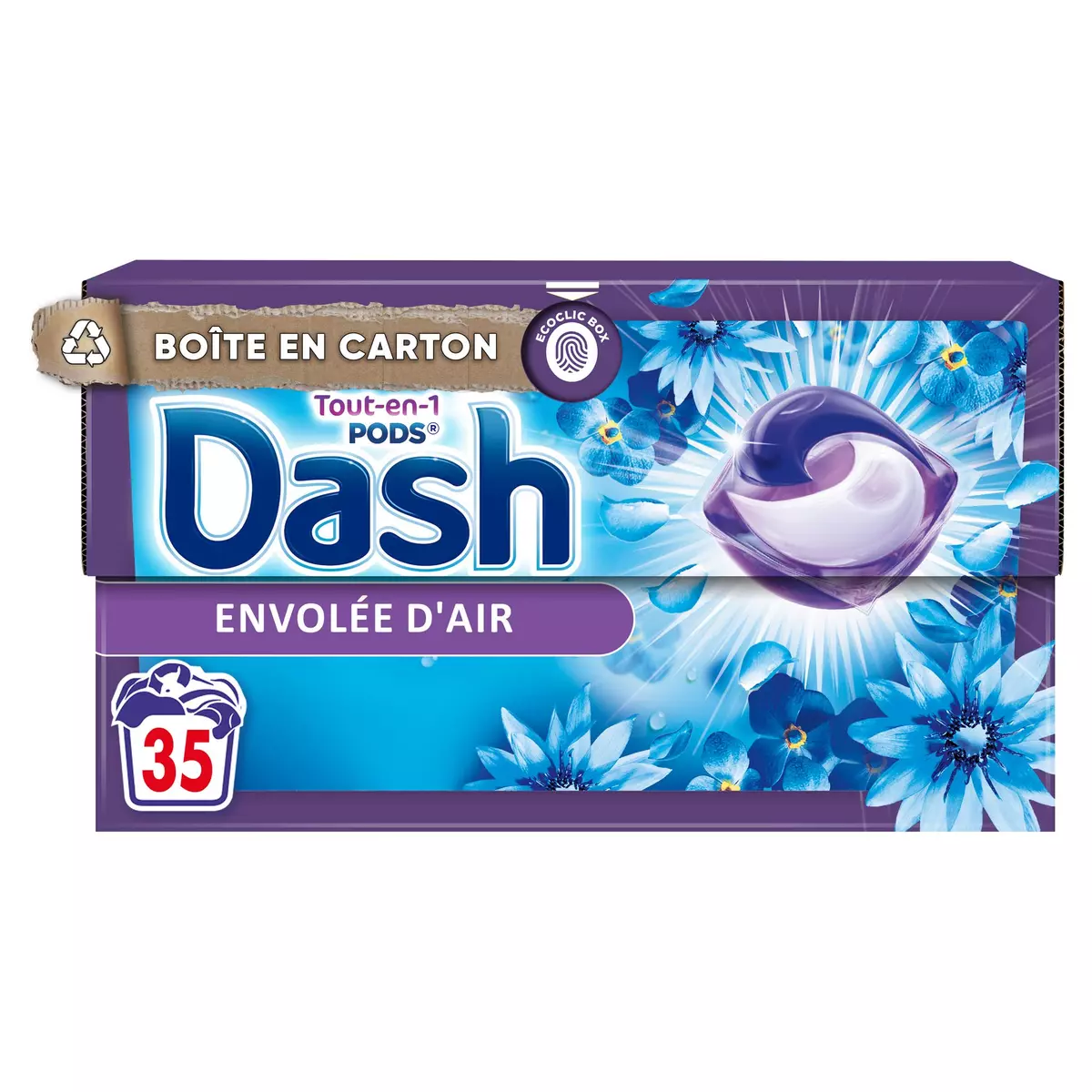 DASH Dash Lessive capsules 3en1 envolée d'air 35 lavages 35 lavages 35  capsules pas cher 