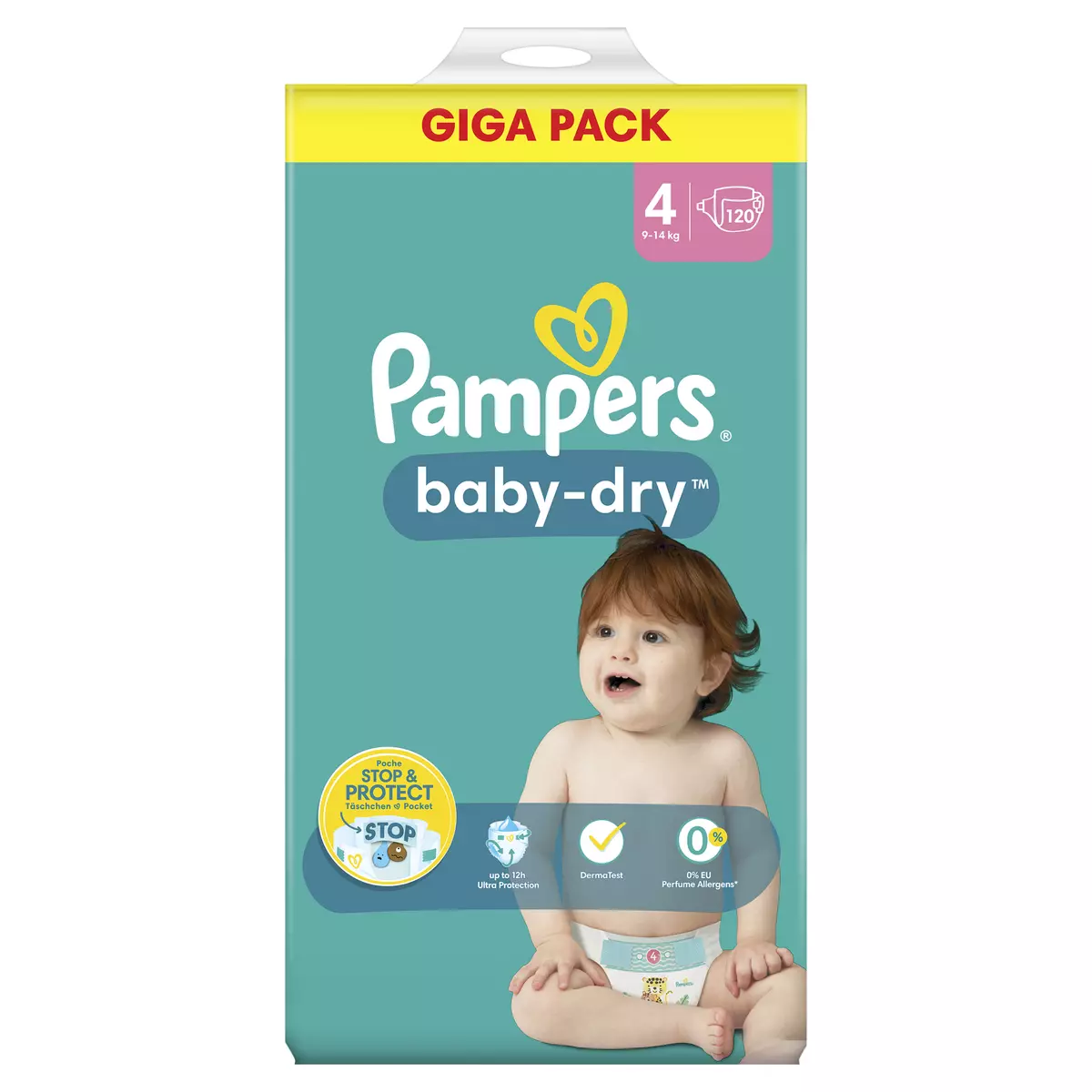 PAMPERS Baby-dry couches taille 4 (9-14kg) 120 couches