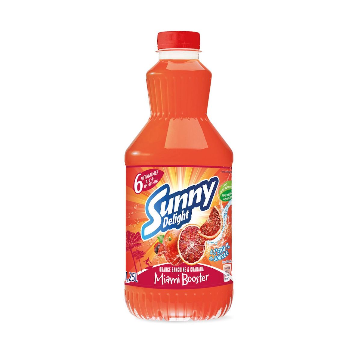 SUNNY DELIGHT Miami booster orange sanguine et guarana 1,25l