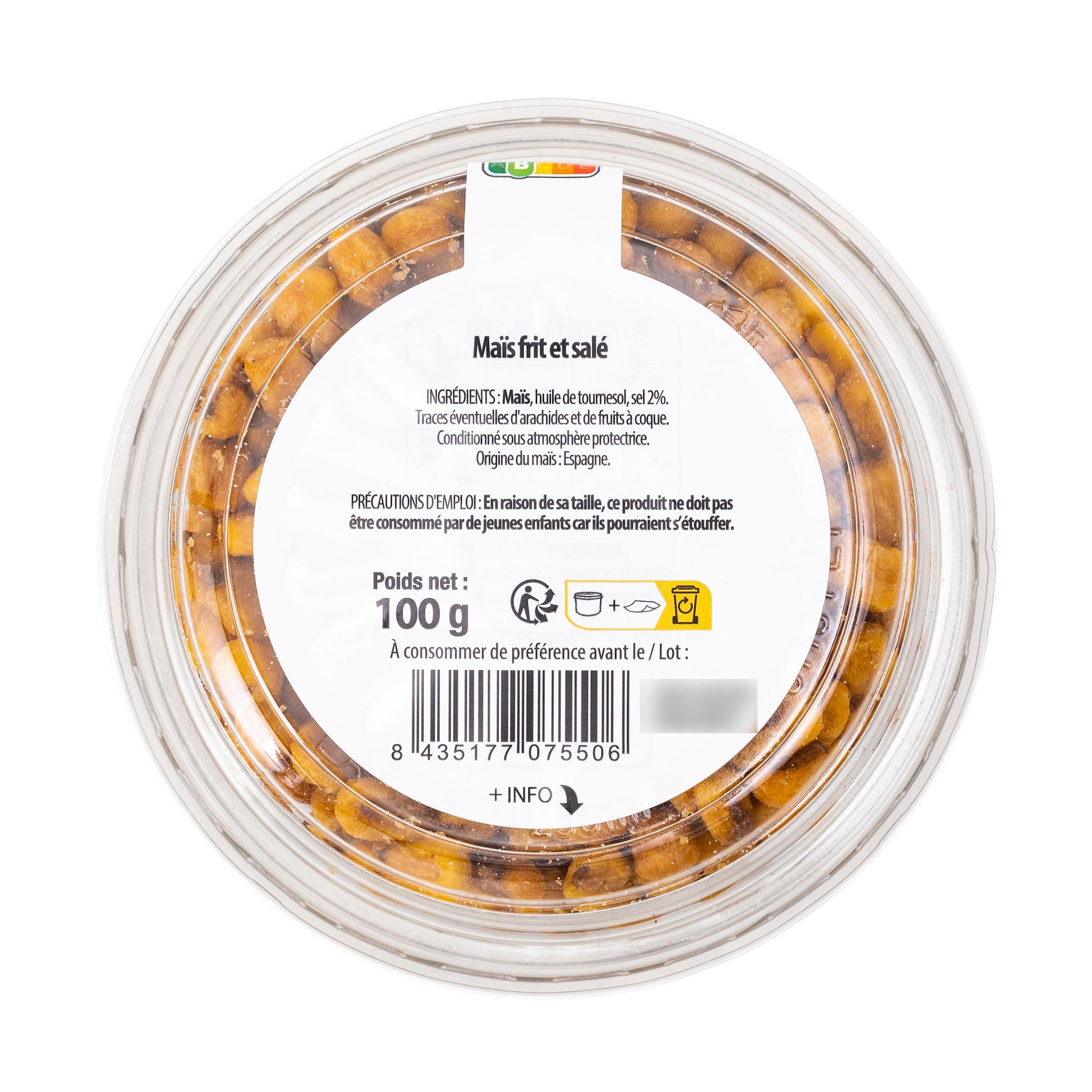 Voir la diapositive 2 : AUCHAN Maïs frit et salé 100g