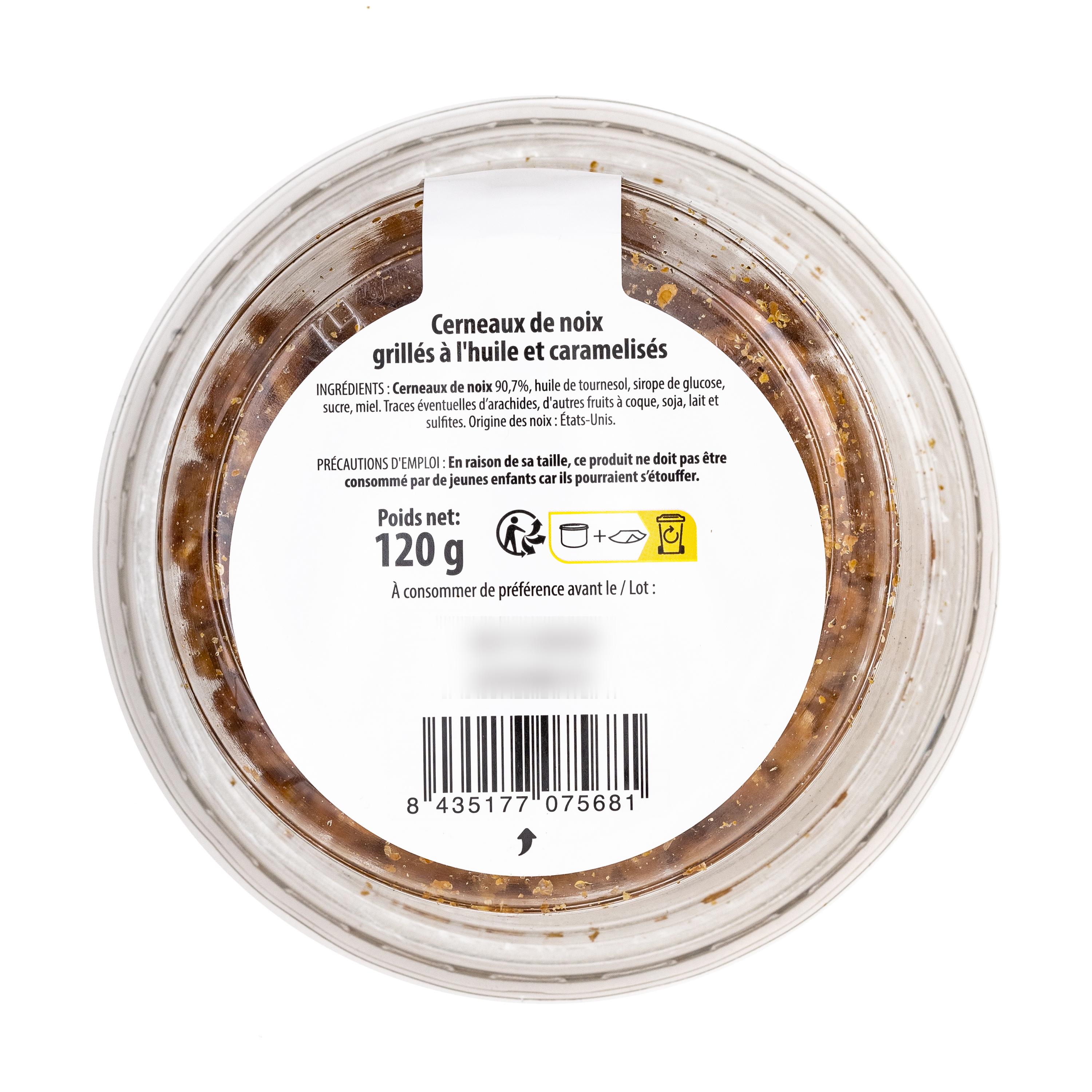 Voir la diapositive 2 : AUCHAN Cerneaux de noix grillés et caramelisés 120g