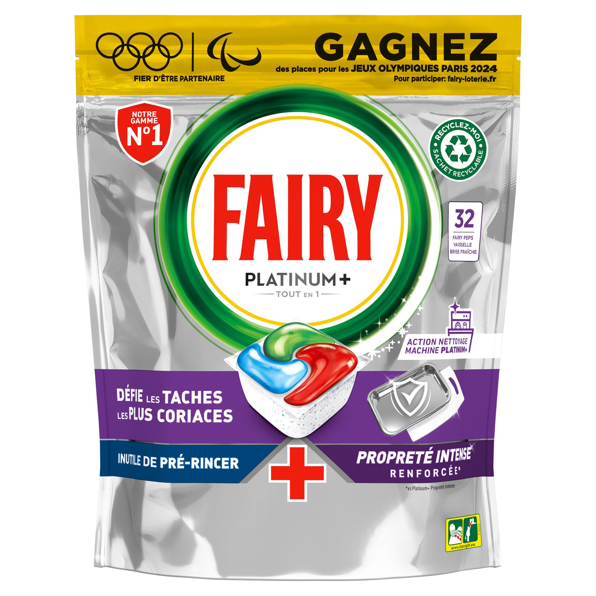FAIRY Capsules lave-vaisselle platinium tout en 1 32 capsules 558g