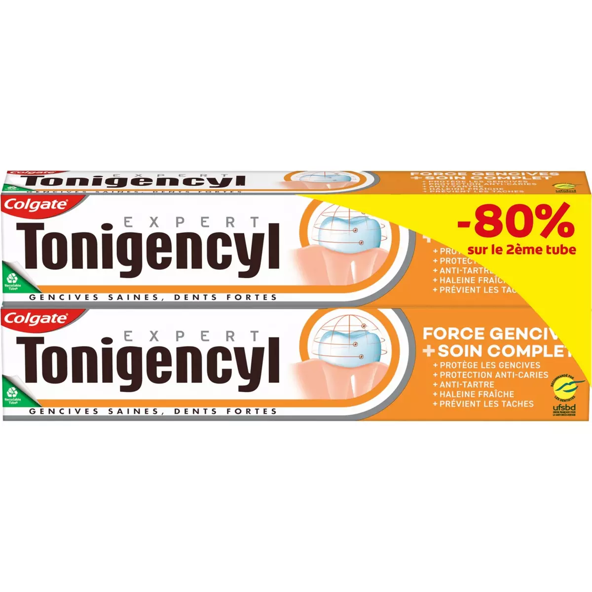 TONIGENCYL Dentifrice force gencive et soin complet 2x75ml