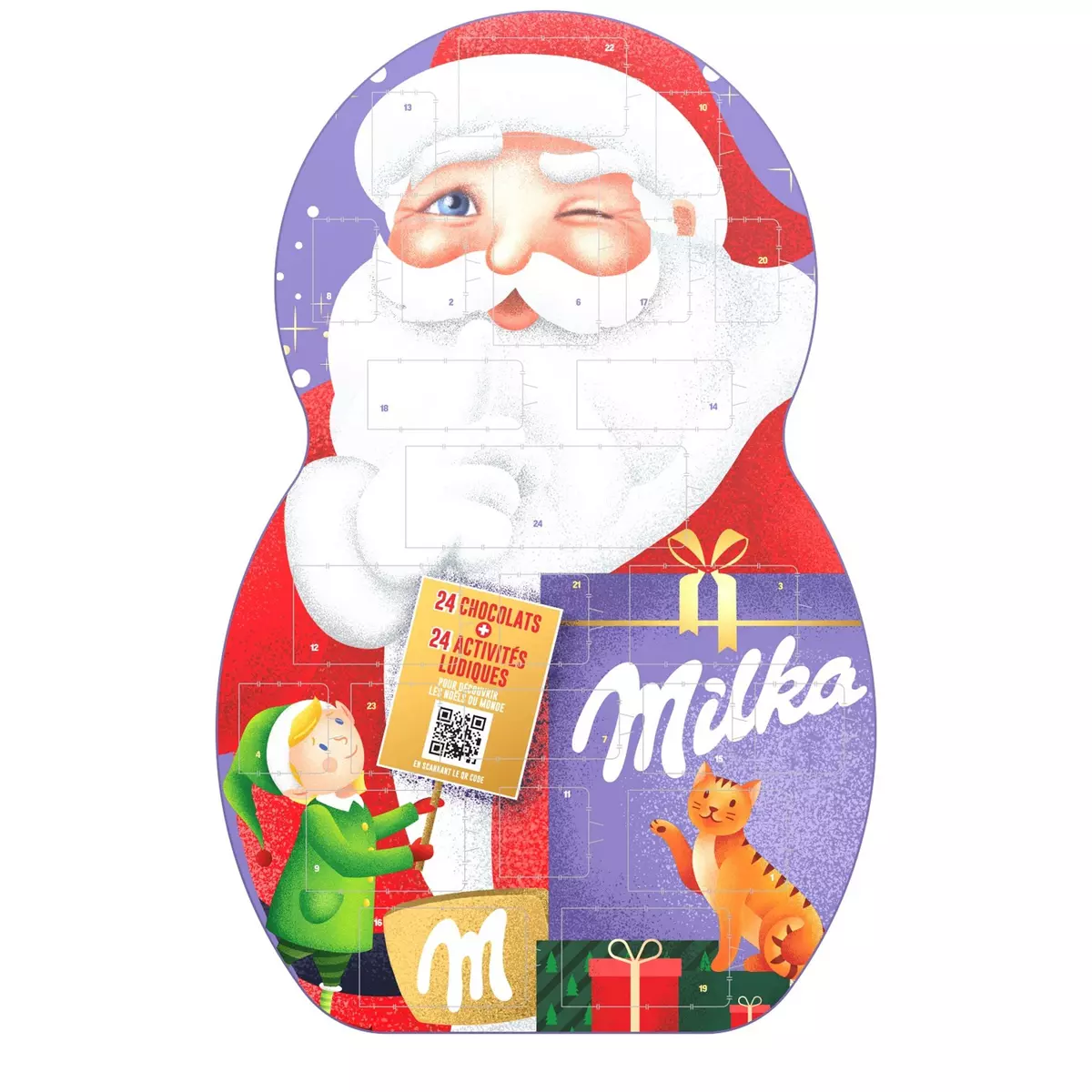 MILKA Calendrier de l'Avent Père Noël 24 pièces 236g