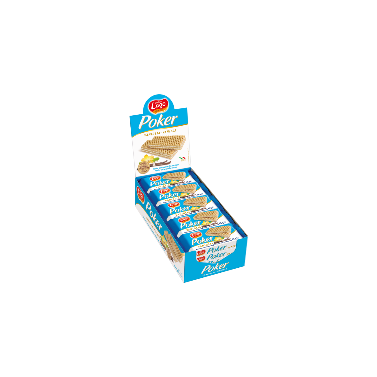 GASTONE LAGO Poker Biscuits gaufrette vanille 20x45g