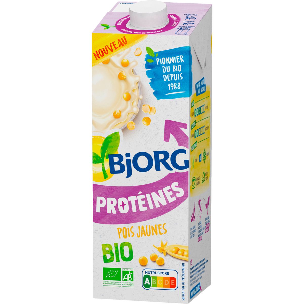 BJORG Boisson végétale pois jaunes protéines bio 1l