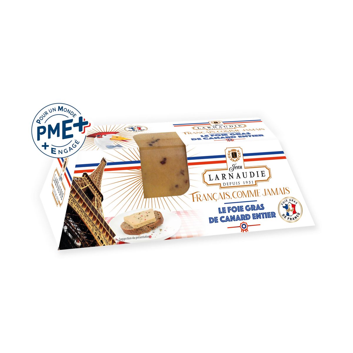 LARNAUDIE Foie gras de canard entier 4 parts 160g