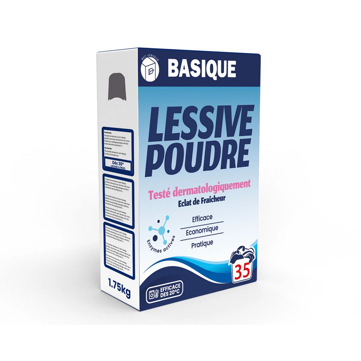 BASIQUE Lessive en poudre éclat de fraîcheur 35 lavages 1.75kg