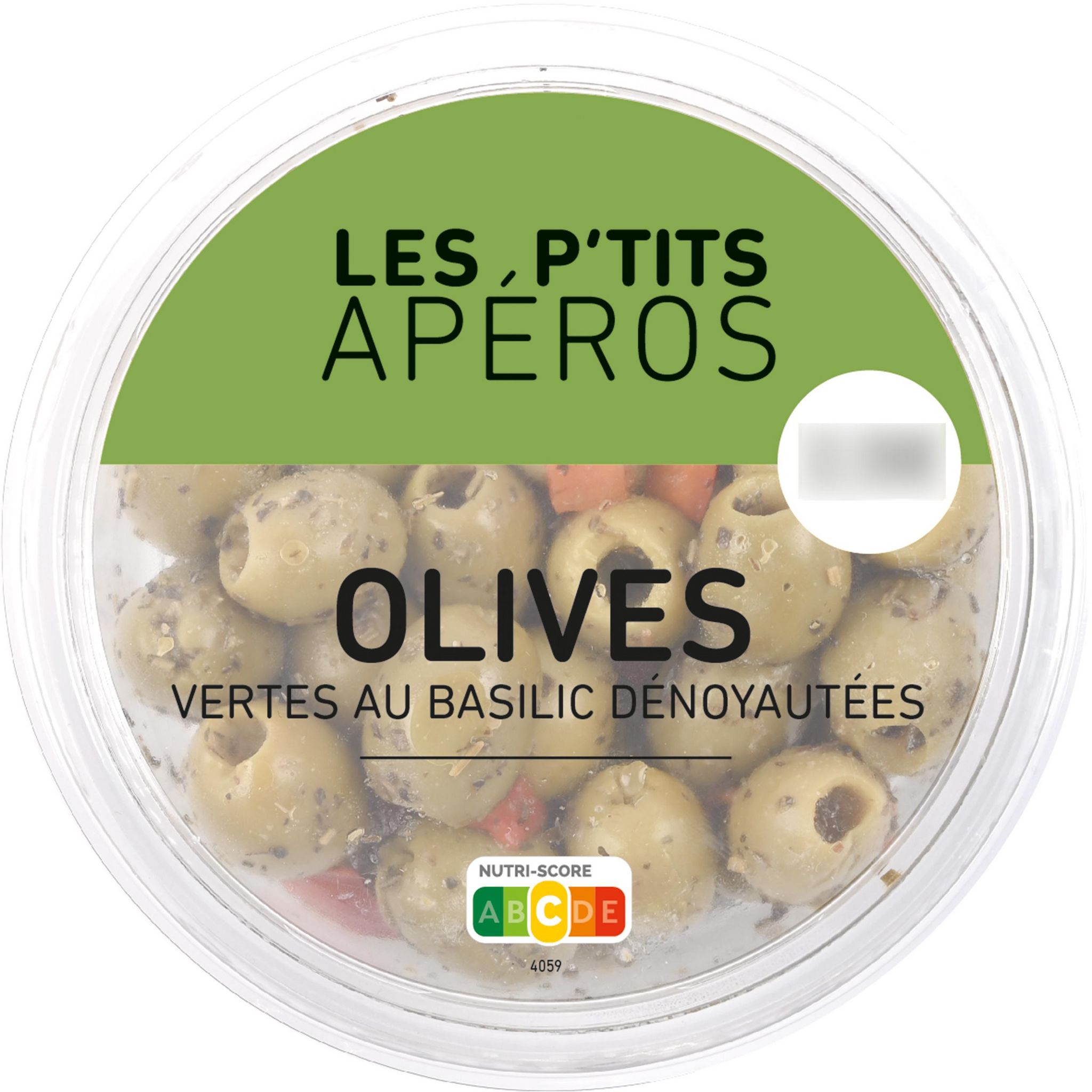 LES P'TITS APEROS Olives vertes au basilic dénoyautées 150g