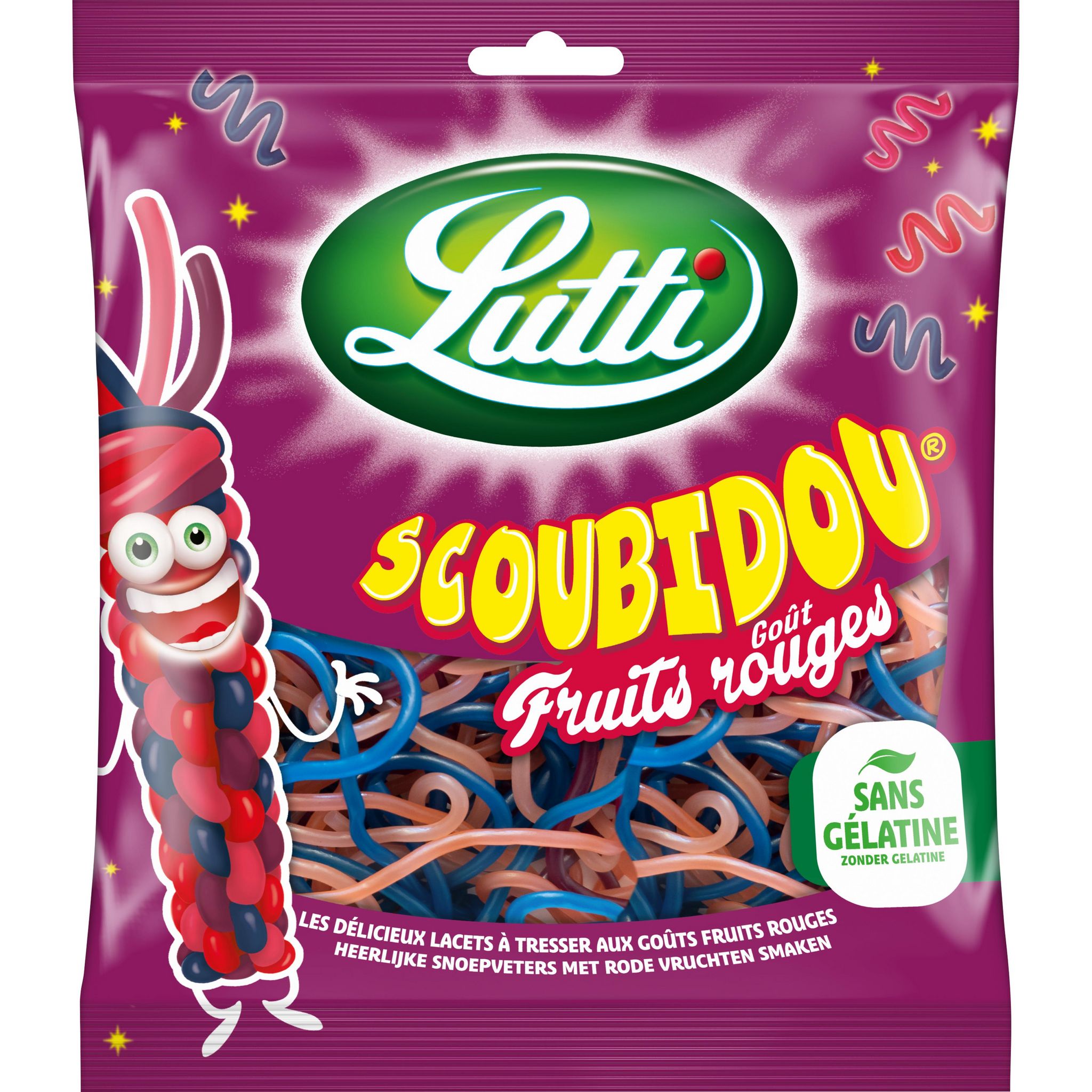 LUTTI Bonbons scoubidou goût fruits rouges 226g