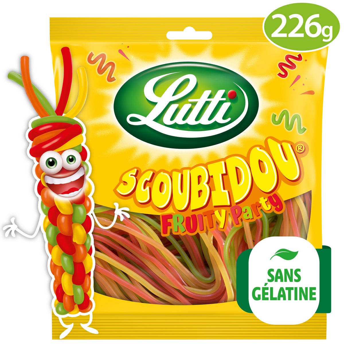 LUTTI Bonbons Scoubidou fête fruitée sans gélatine 226g