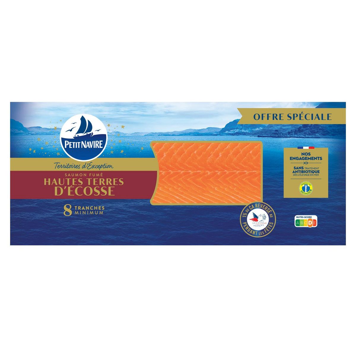 PETIT NAVIRE Saumon fumé Hautes terres d'Ecosse 8 tranches 230g