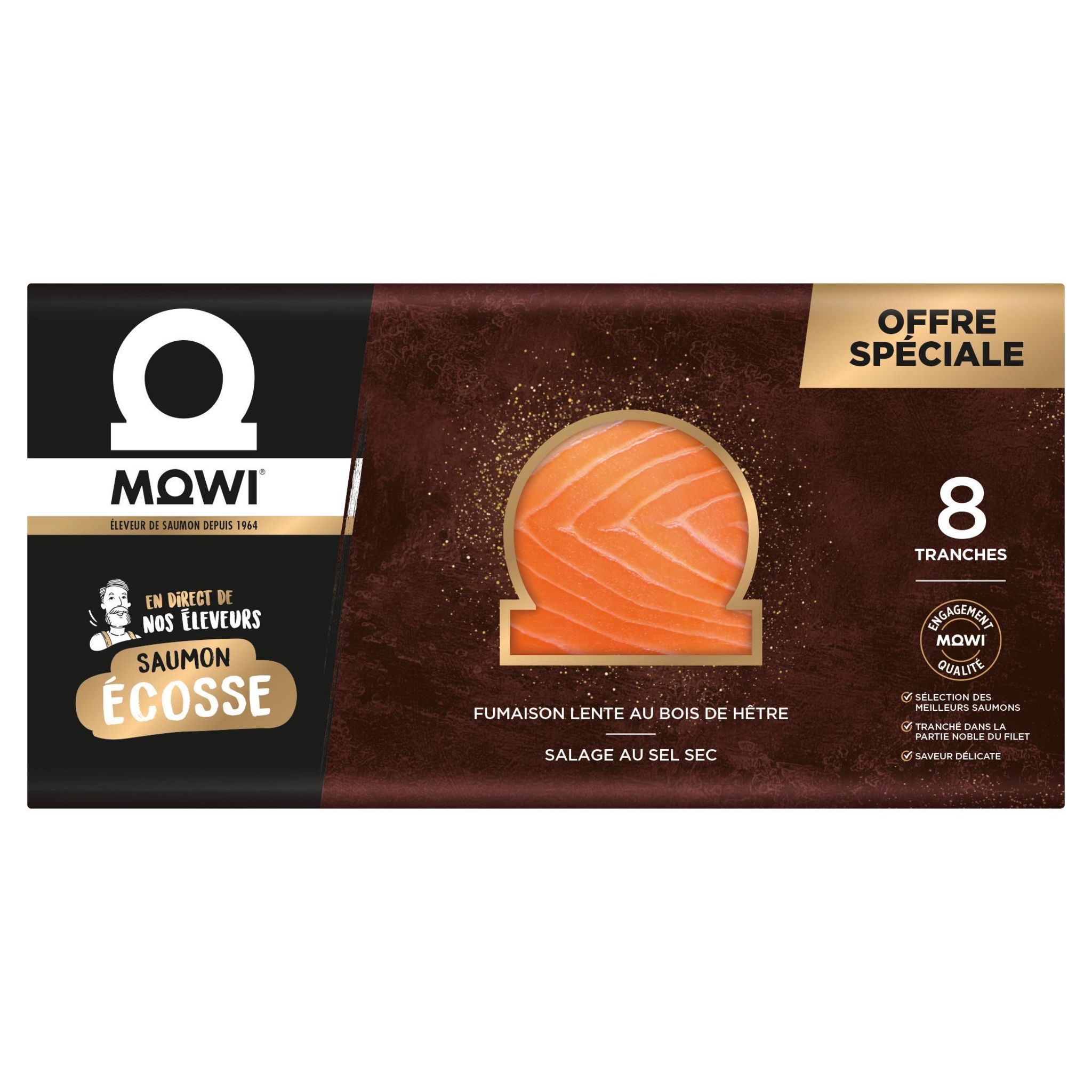 MOWI Saumon fumé d'Ecosse au bois de hêtre 8 tranches 200g