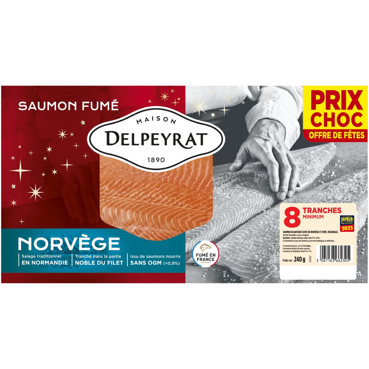 DELPEYRAT Saumon fumé de Norvège 8 tranches 240g