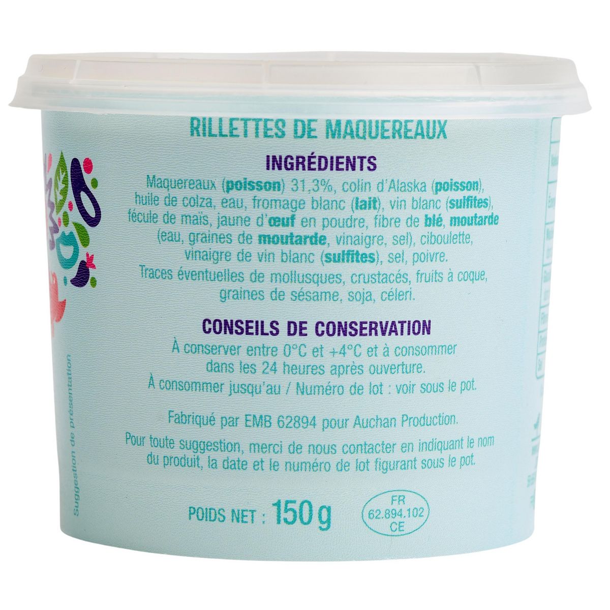 AUCHAN Rillettes de maquereaux 150g