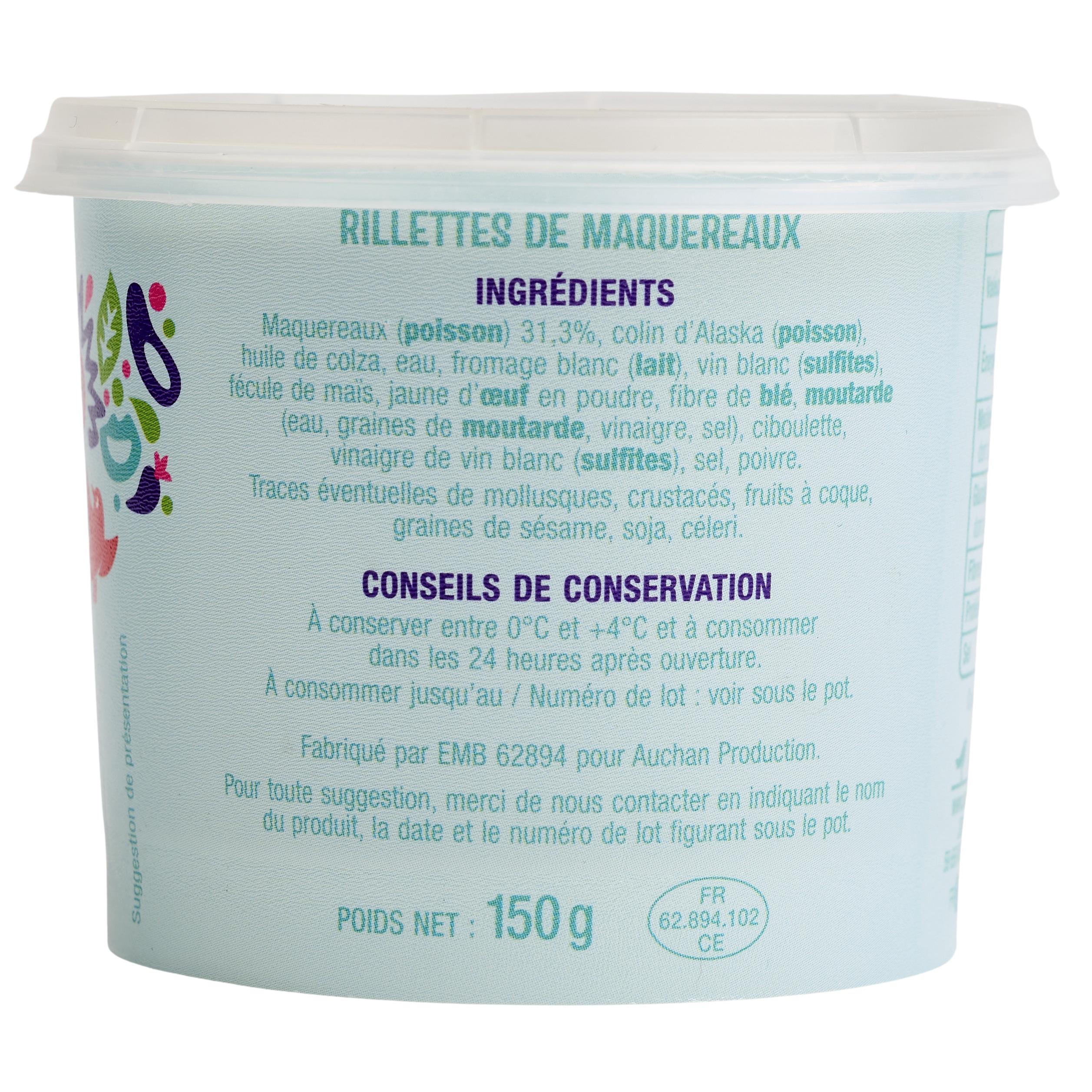 Voir la diapositive 4 : AUCHAN Rillettes de maquereaux 150g
