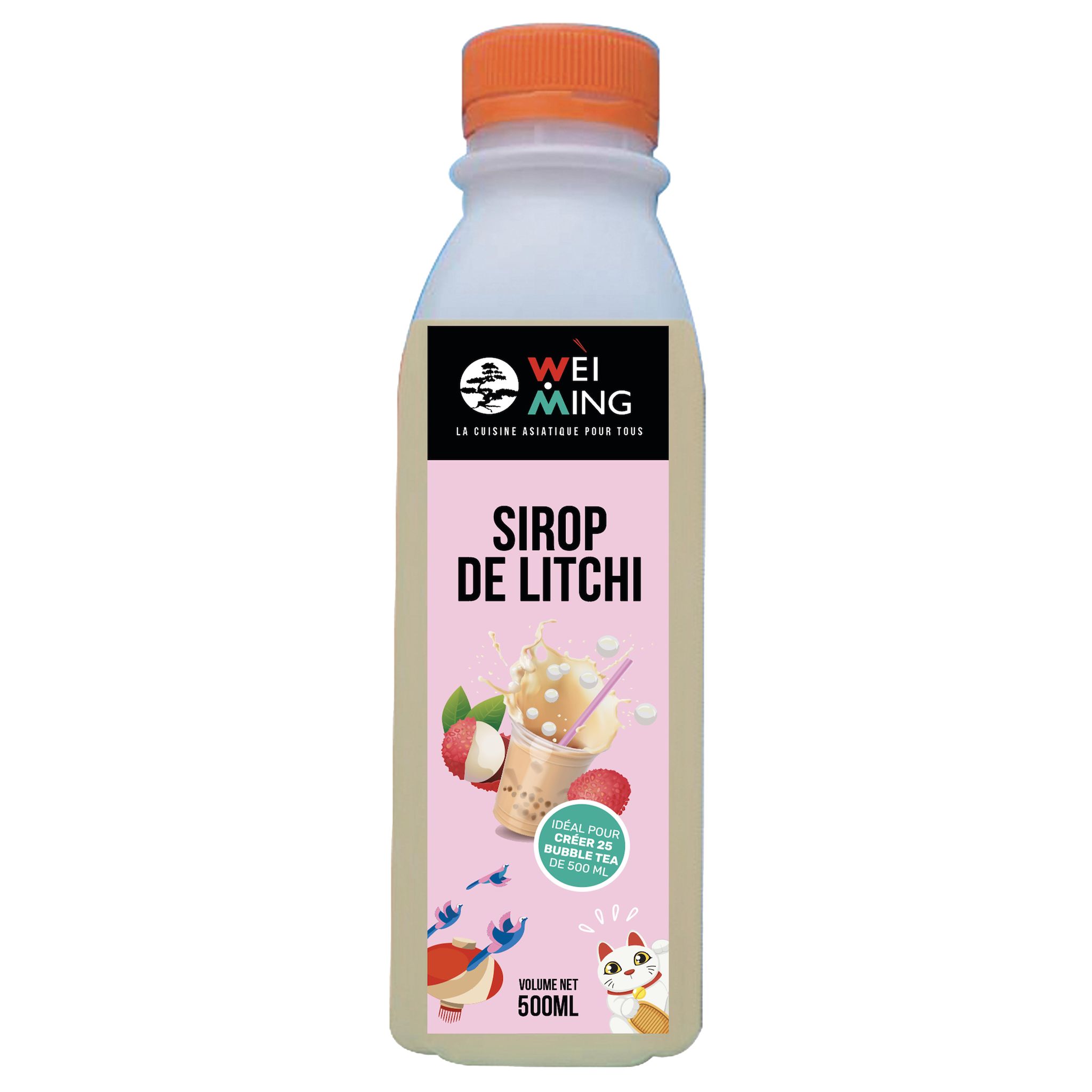 Voir la diapositive 2 : WEI MING Sirop de Litchi avec pulpe pour Bubble Tea 50cl