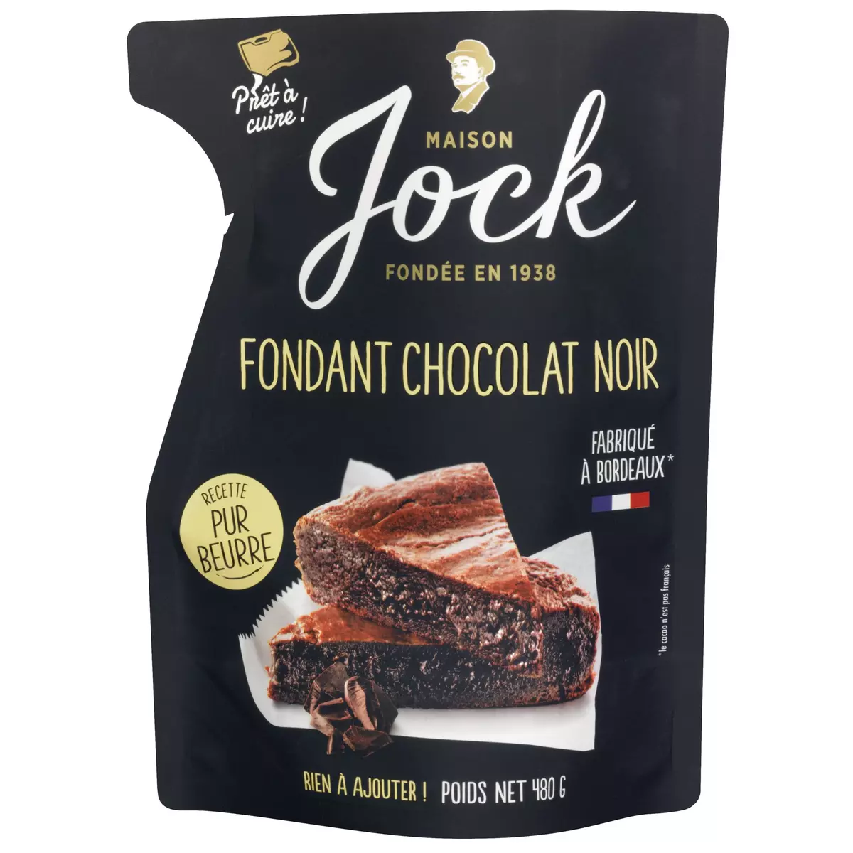 JOCK Fondant au chocolat noir recette pur beurre prêt à cuire 480g