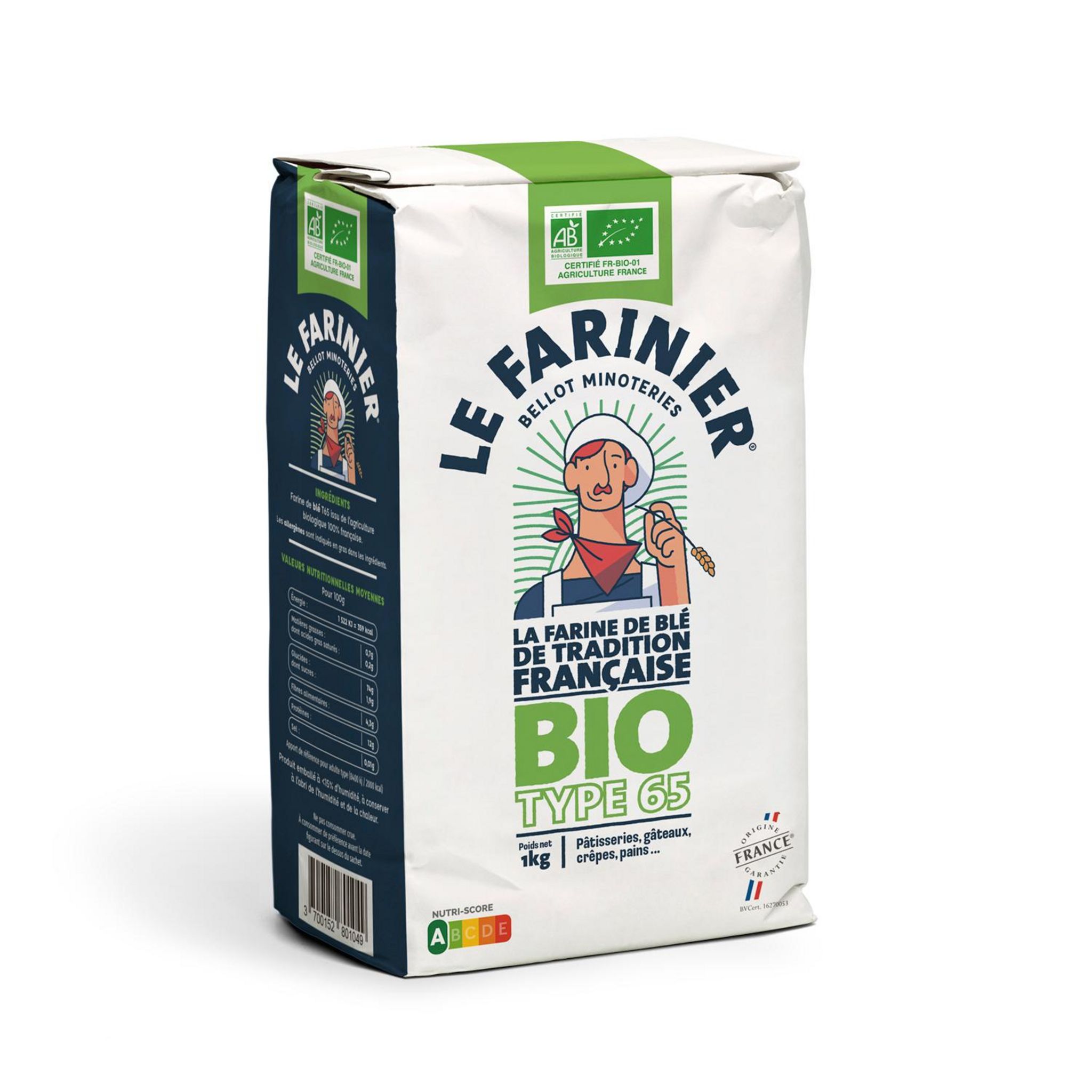 LE FARINIER Farine de blé bio T65 1kg