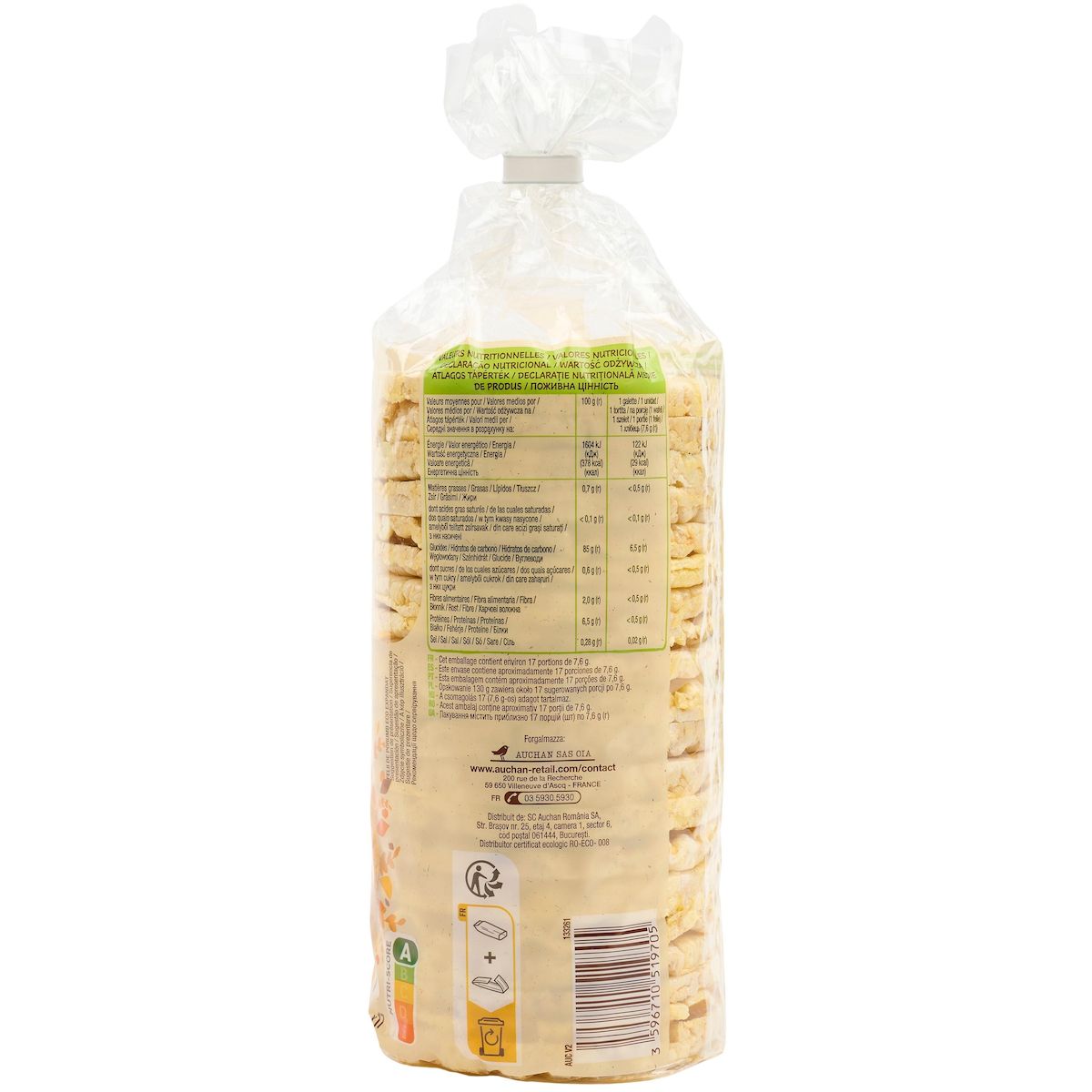 AUCHAN BIO Galettes de maïs 19 galettes 130g