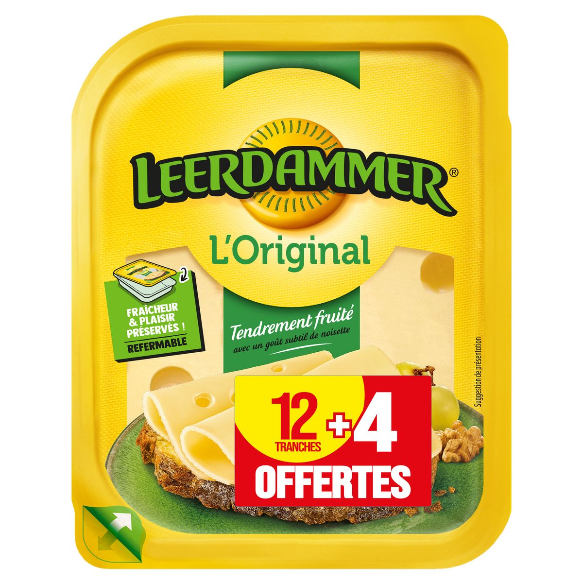 LEERDAMMER L'Original fromage tendrement fruité 12 tranches + 4 offertes