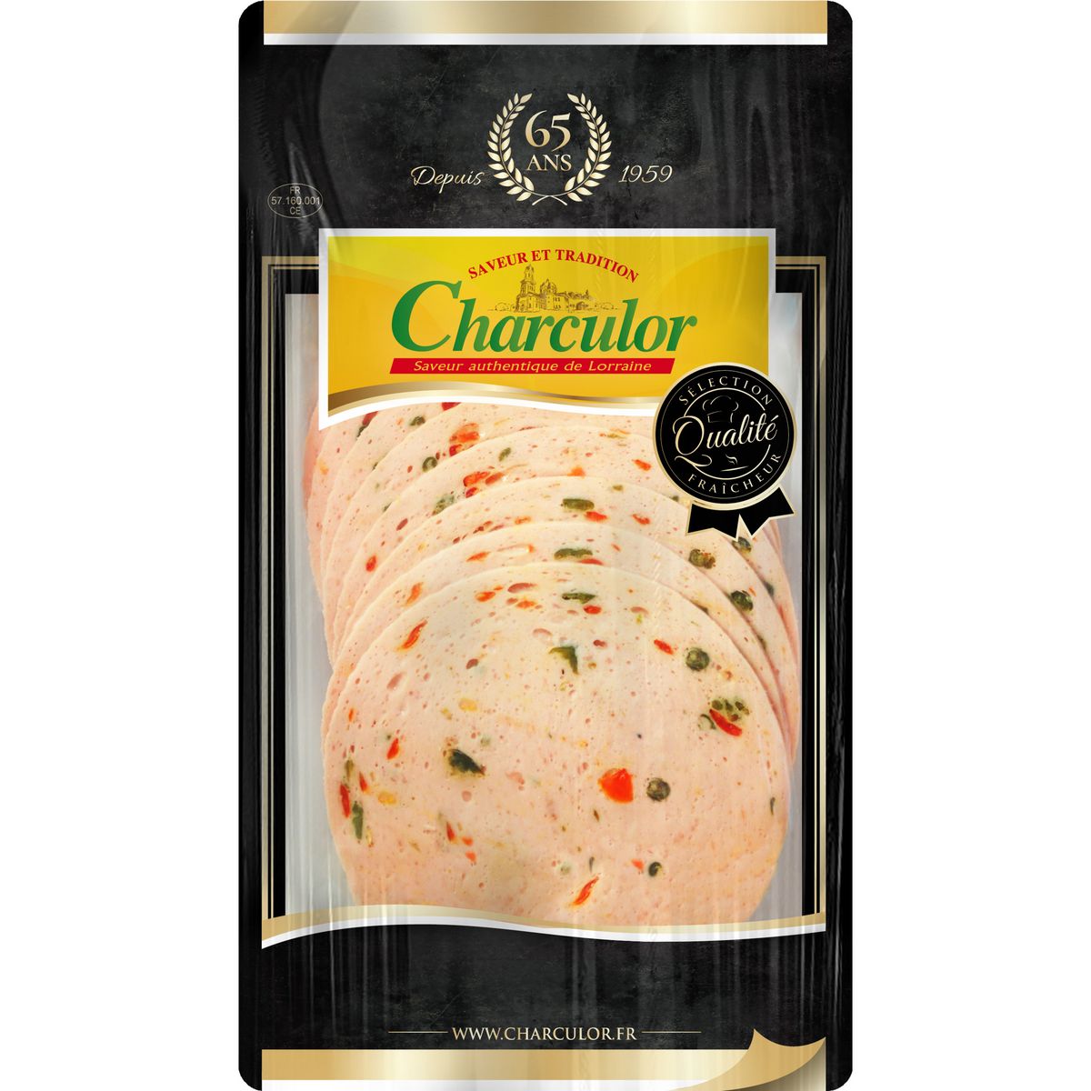 CHARCULOR Saucisse aux poivrons en tranches 8 tranches 140g