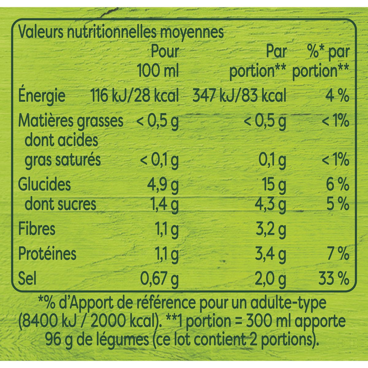 KNORR Soupe moulinée de légumes verts 2 personnes 2x30cl