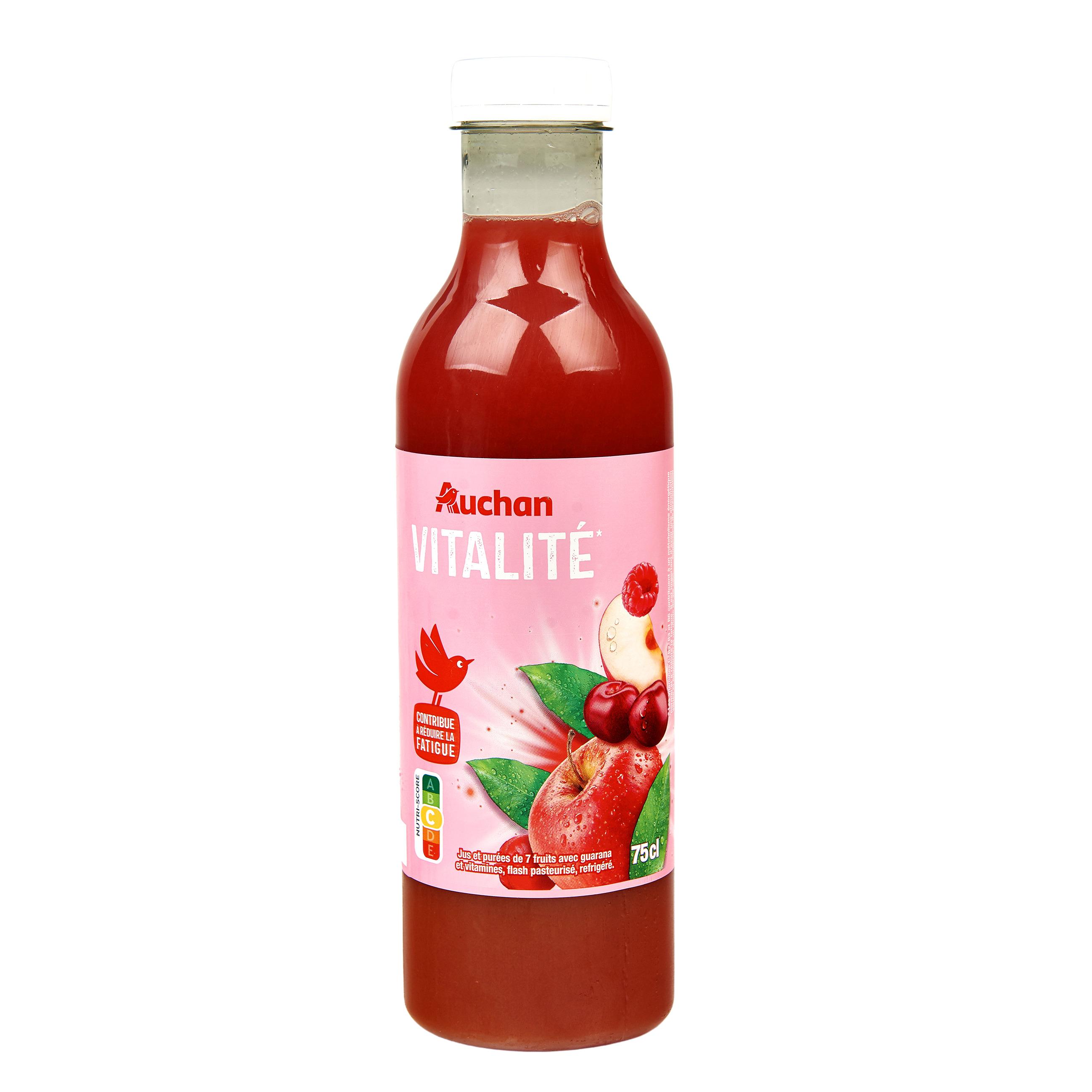 Voir la diapositive 2 : AUCHAN Jus et purée de 7 fruits vitalité 75cl