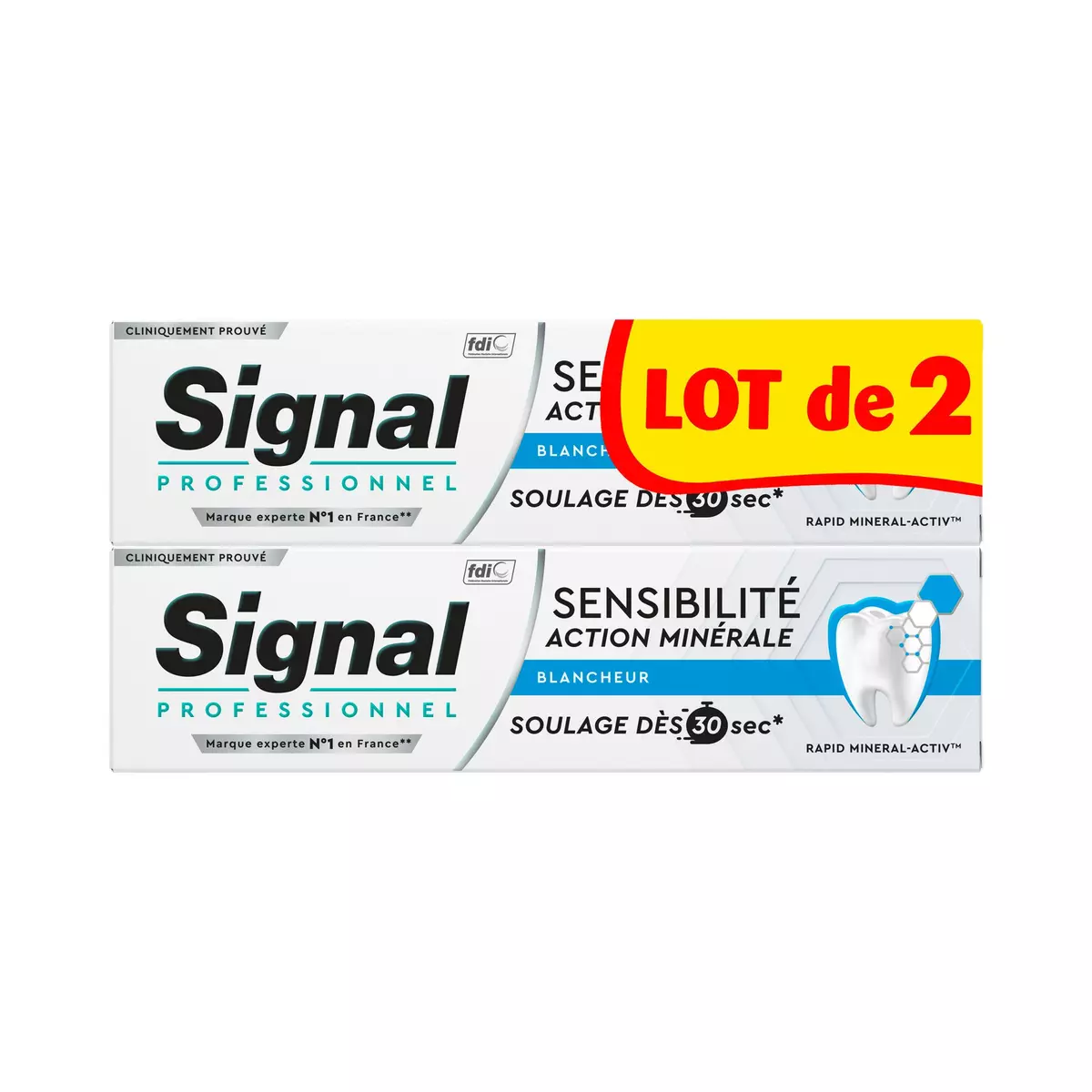 SIGNAL Dentifrice blancheur sensibilité action minérale 2x75ml