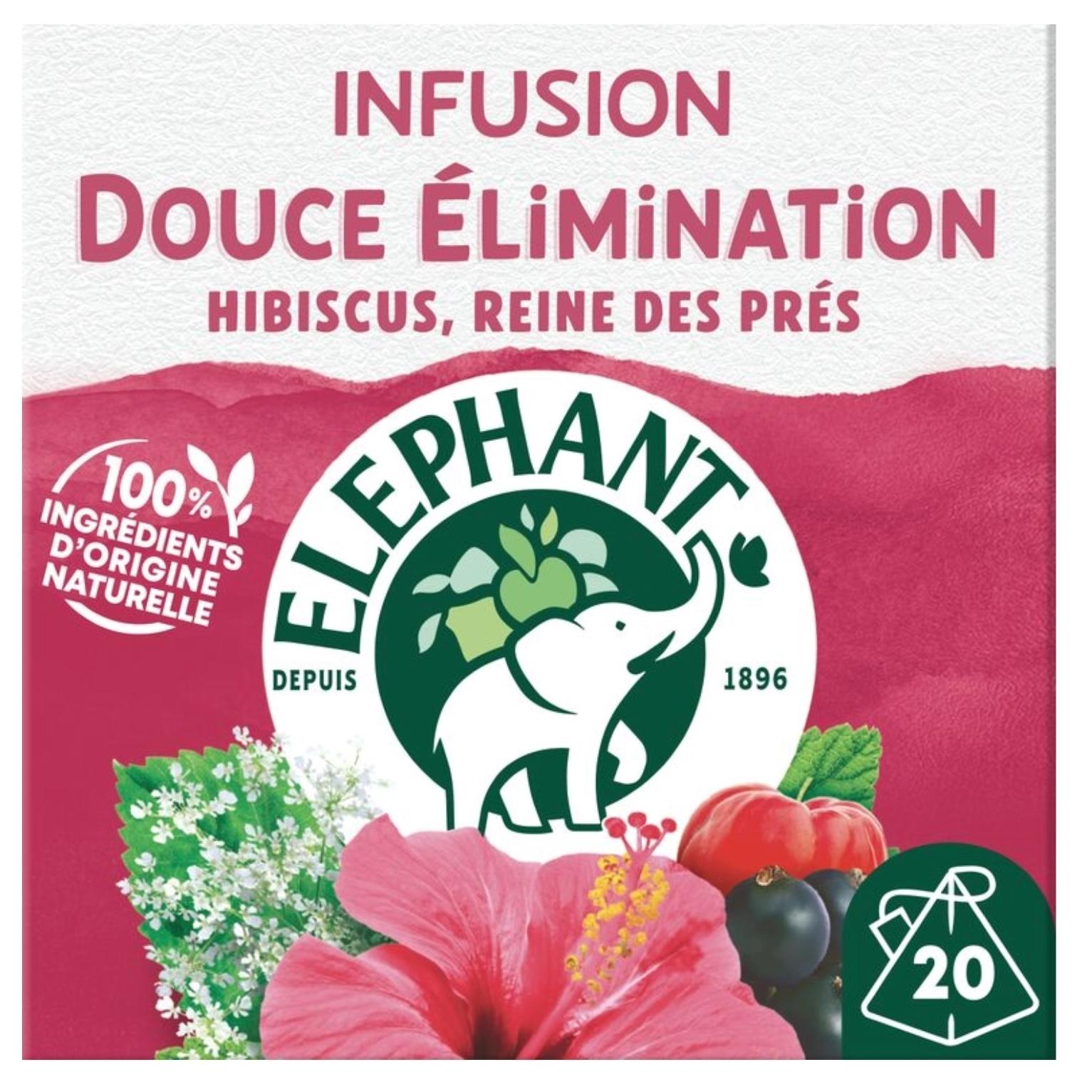 Voir la diapositive 2 : ELEPHANT Infusion à l'hibiscus Douce élimination 20 sachets 36g