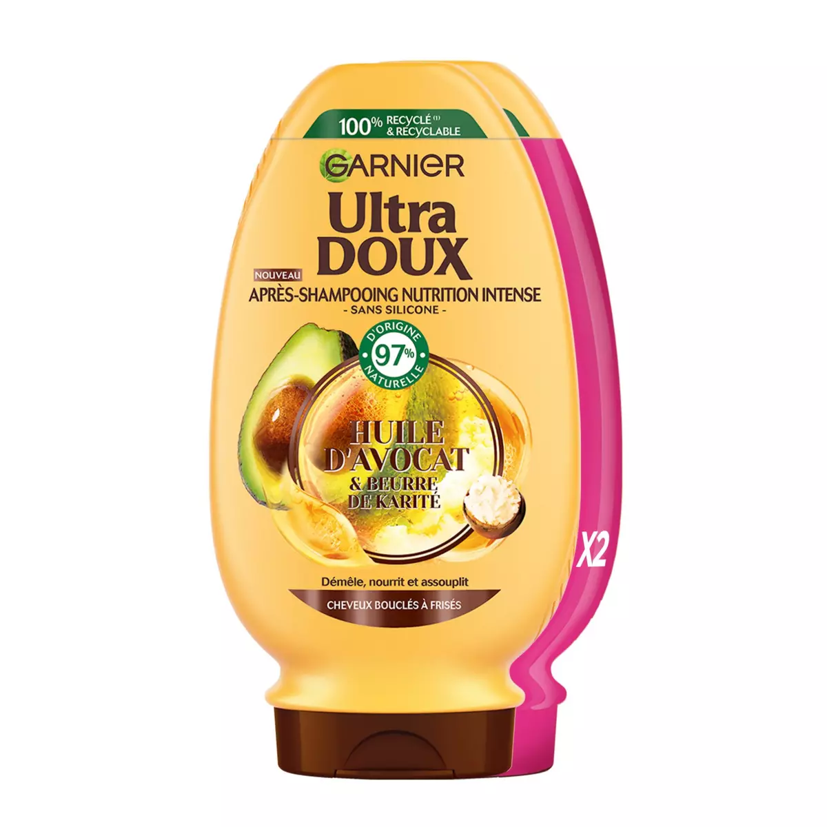 ULTRA DOUX Après-shampooing nutrition intense avocat karité 2x250ml