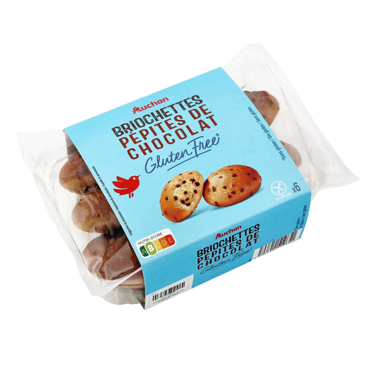 AUCHAN Briochettes aux pépites de chocolat sans gluten 6 pièces 300g