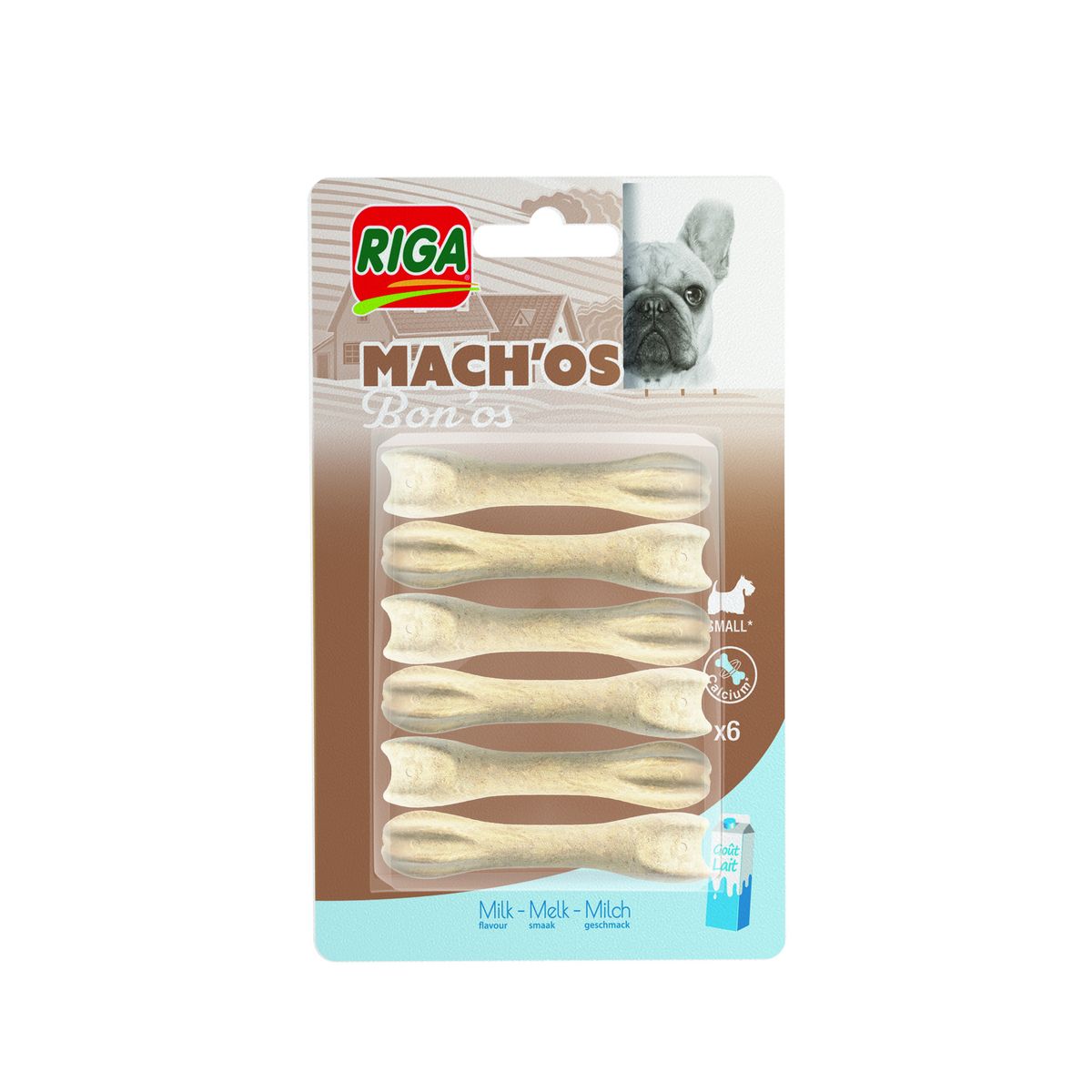 RIGA Mach'os bon'os goût lait pour petits chiens 6 pièces